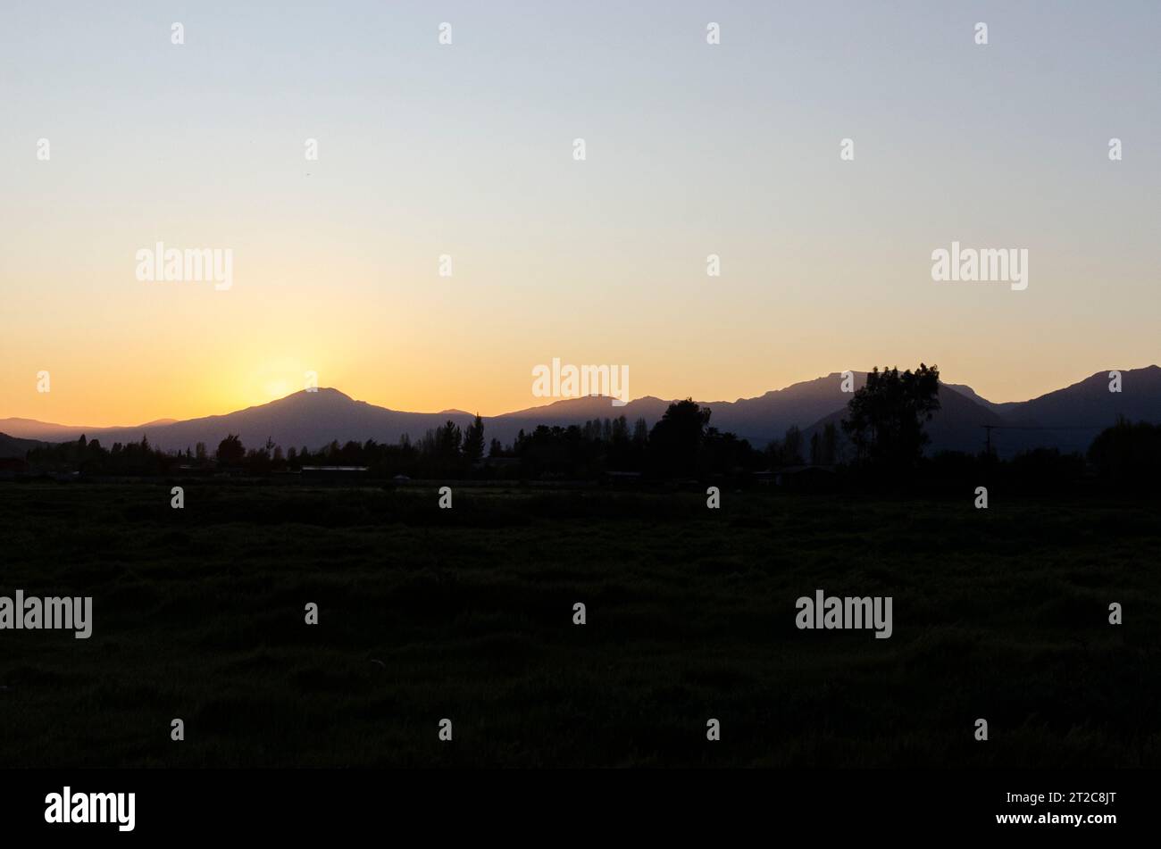 Paysages ruraux à l'heure d'or. El Olivar, Rancagua, Chili Banque D'Images