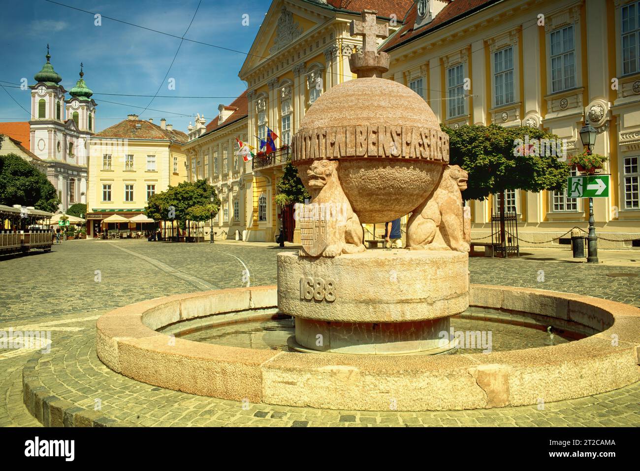 ORB et place de la mairie à Szekesfehervar, Hongrie. Banque D'Images