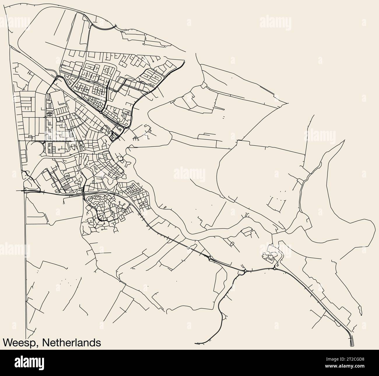 Carte des routes de rue de WEESP, PAYS-BAS Illustration de Vecteur