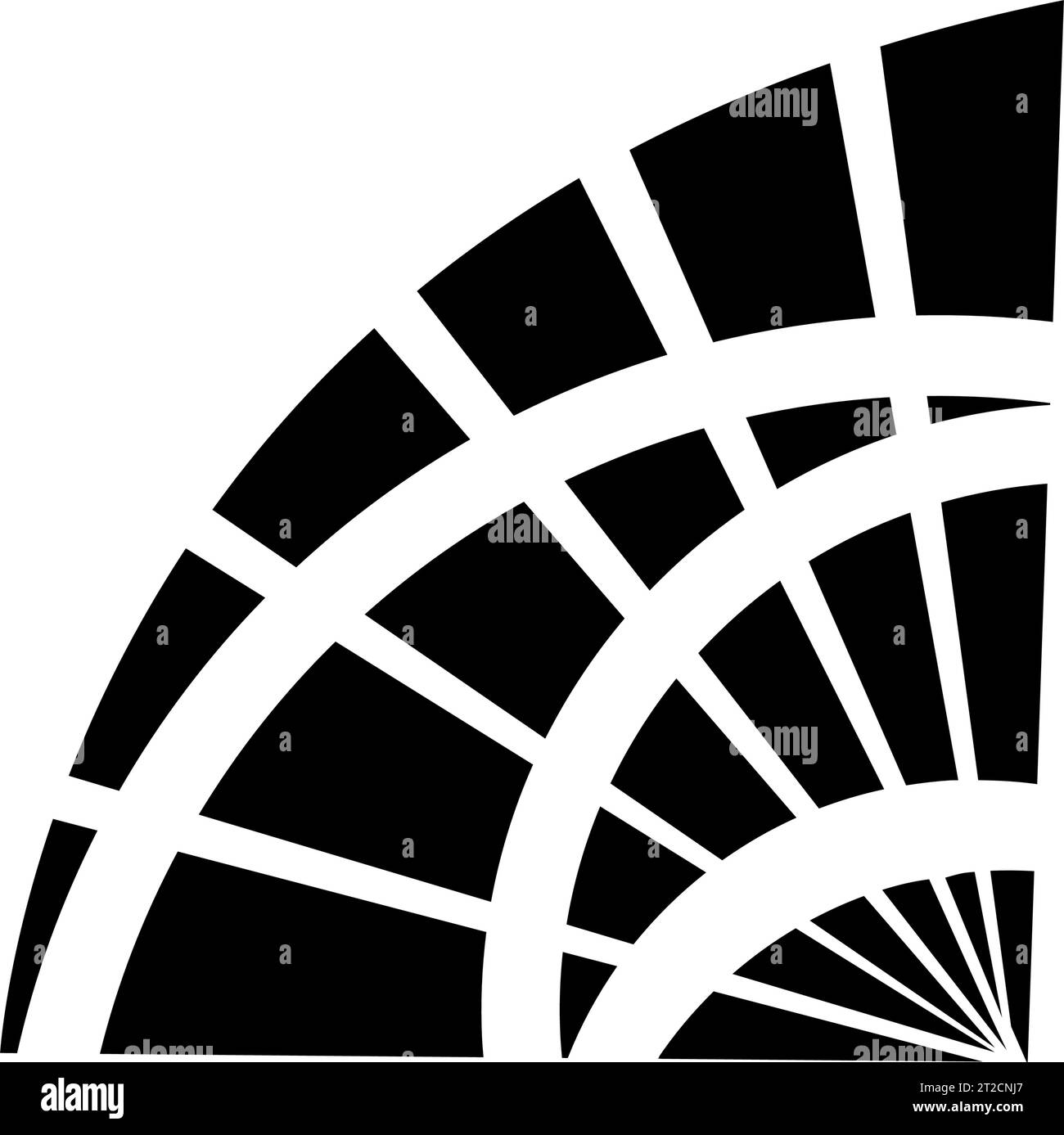 Icône noire abstraite rayée Spiky Hand Fan en forme d'éventail sur un fond blanc Illustration de Vecteur