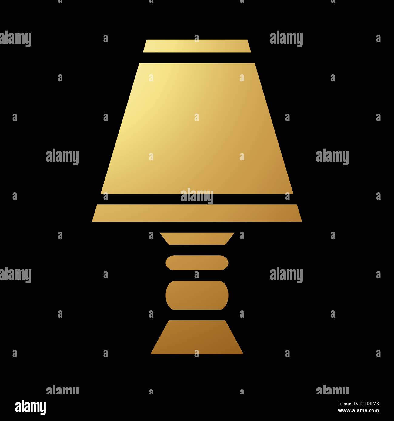 Icône d'abat-jour simplifié abstrait doré sur un fond noir Illustration de Vecteur