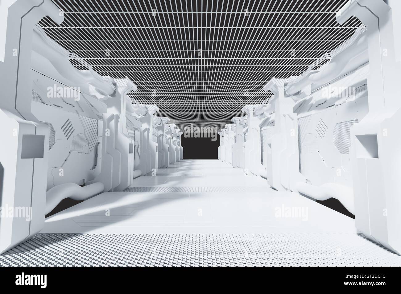 Tunnel blanc avec rendu 3d des éléments SCI fi Banque D'Images
