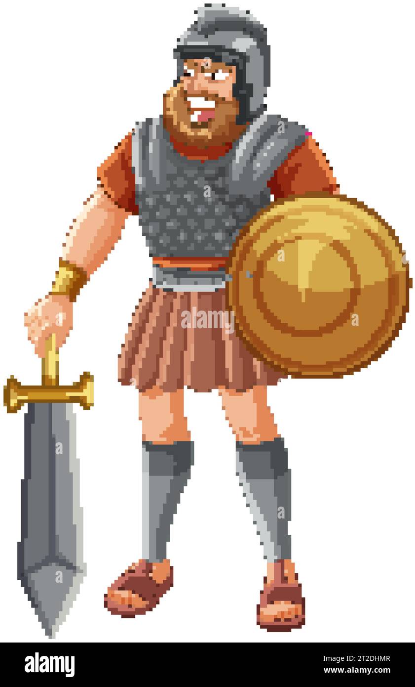 Illustration de Goliath, le personnage armé d'une histoire biblique religieuse Illustration de Vecteur
