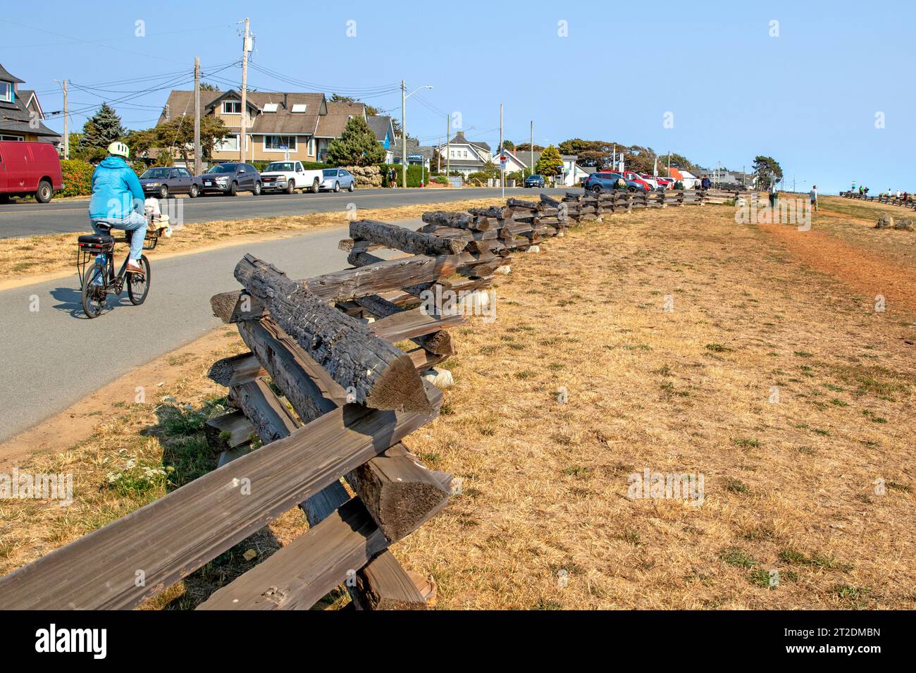 Vélo le long de l'estran à Victoria, île de Vancouver Banque D'Images