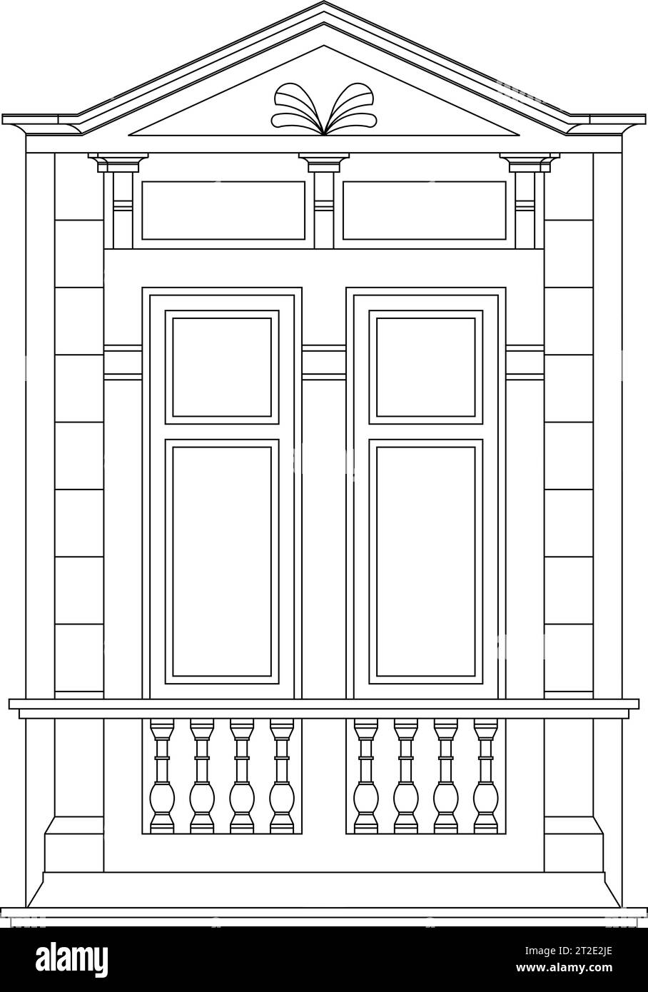 Fenêtre décorative historique, Europe vers 1900, dessin architectural Illustration de Vecteur