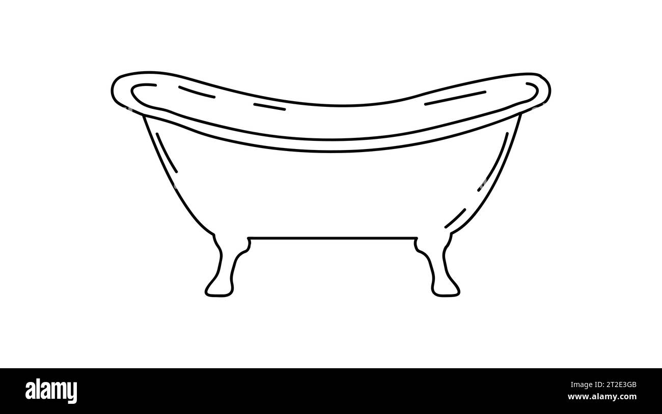 Baignoire isolée sur fond blanc. Illustration vectorielle dessinée à la main dans le style doodle. Parfait pour les cartes, décorations, logo, divers designs Illustration de Vecteur