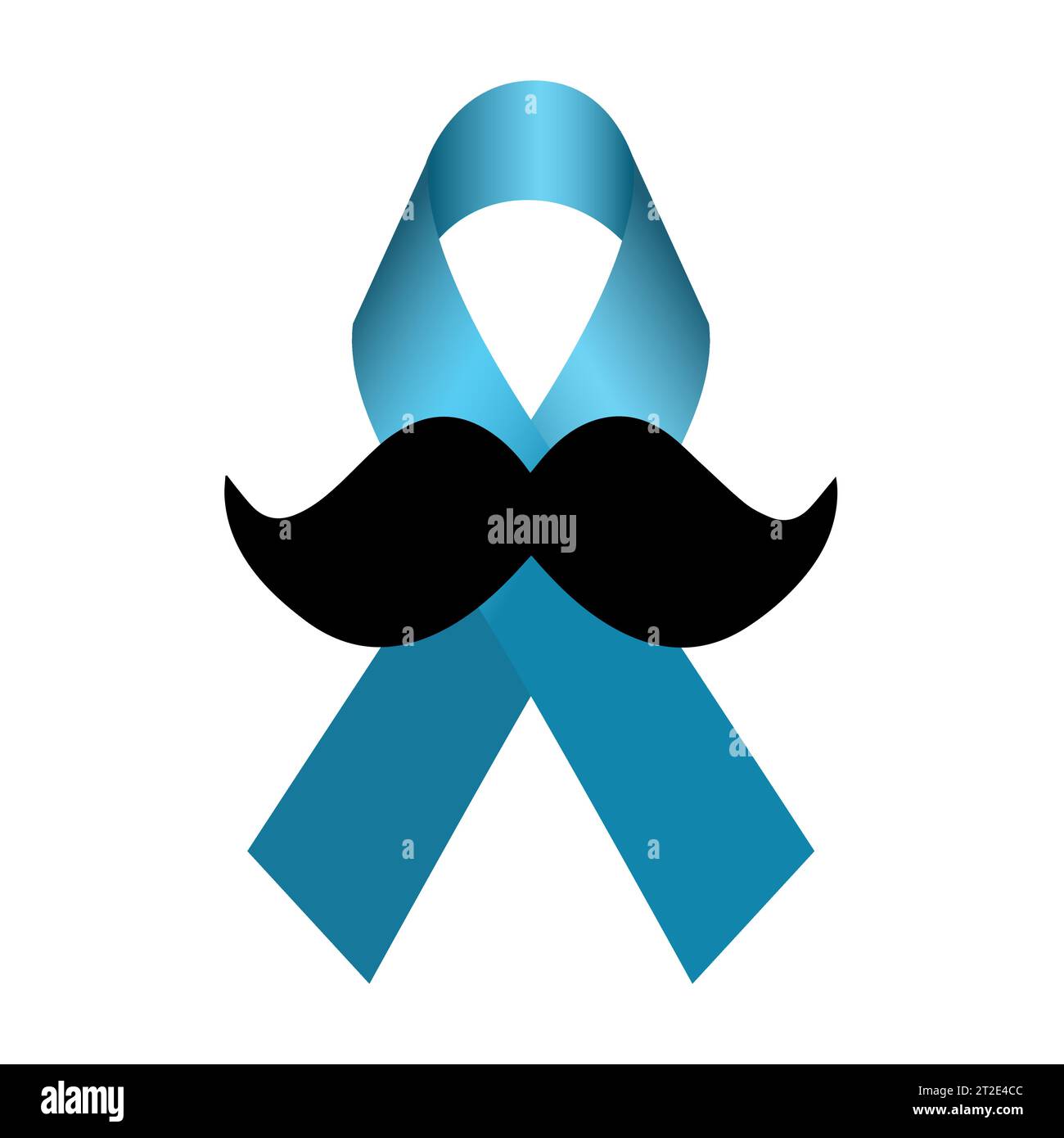 Ruban bleu avec moustache isolé sur un fond blanc. Symbole du mois de sensibilisation à la santé des hommes.Illustration vectorielle Illustration de Vecteur