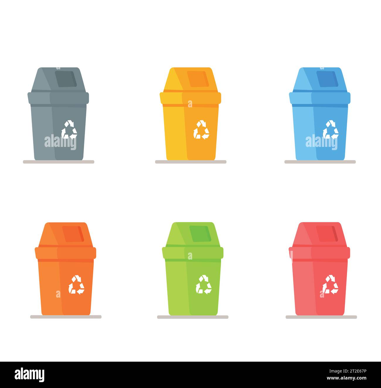 Illustration vectorielle d'un ensemble de poubelles. Recyclage collecte de séparation des déchets et recyclage isolé sur fond blanc. Ordures dans les poubelles Illustration de Vecteur