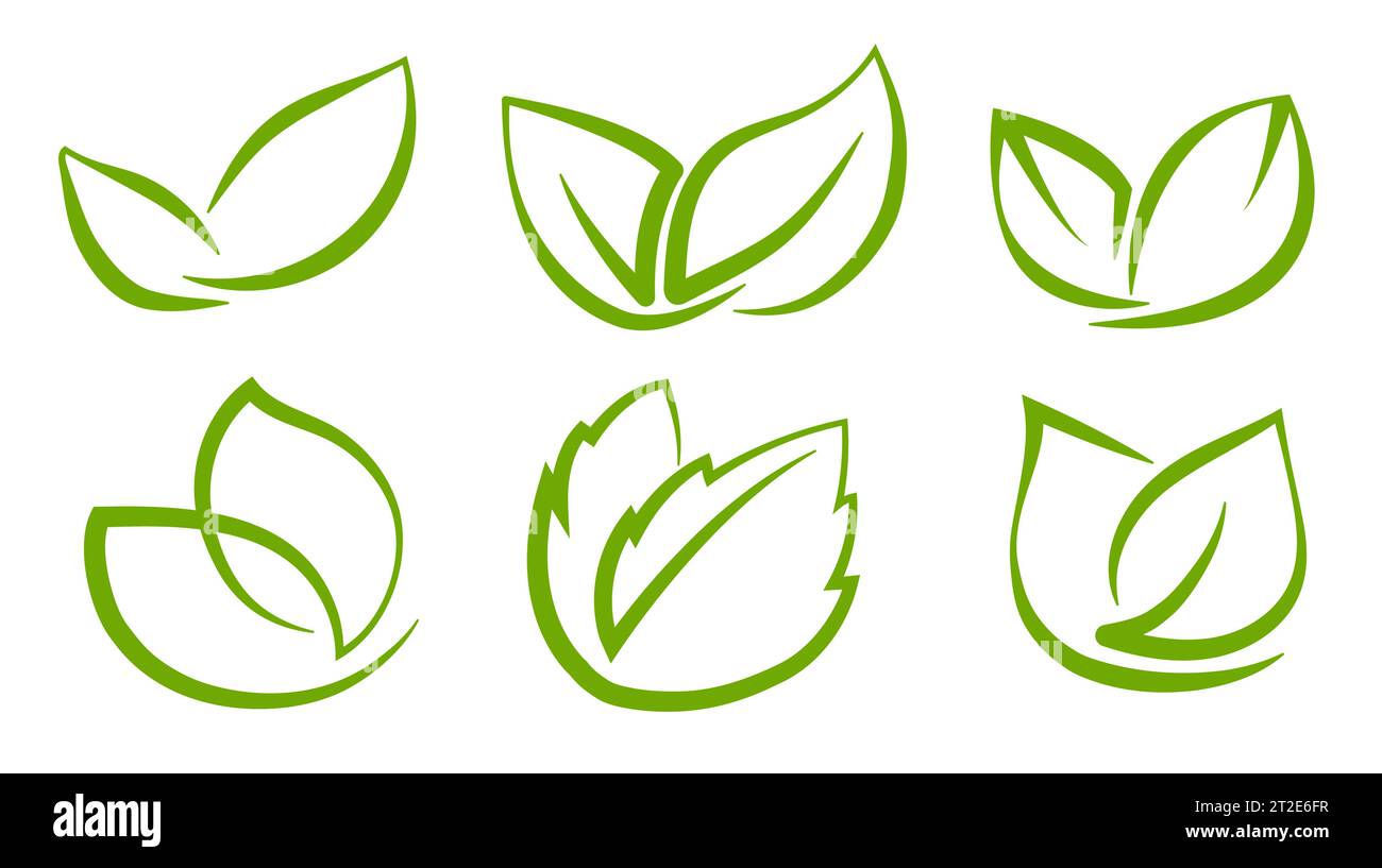 Un ensemble de feuilles vertes abstraites sur fond transparent, pour les logos, les dessins, pour le symbolisme de la planète verte Illustration de Vecteur