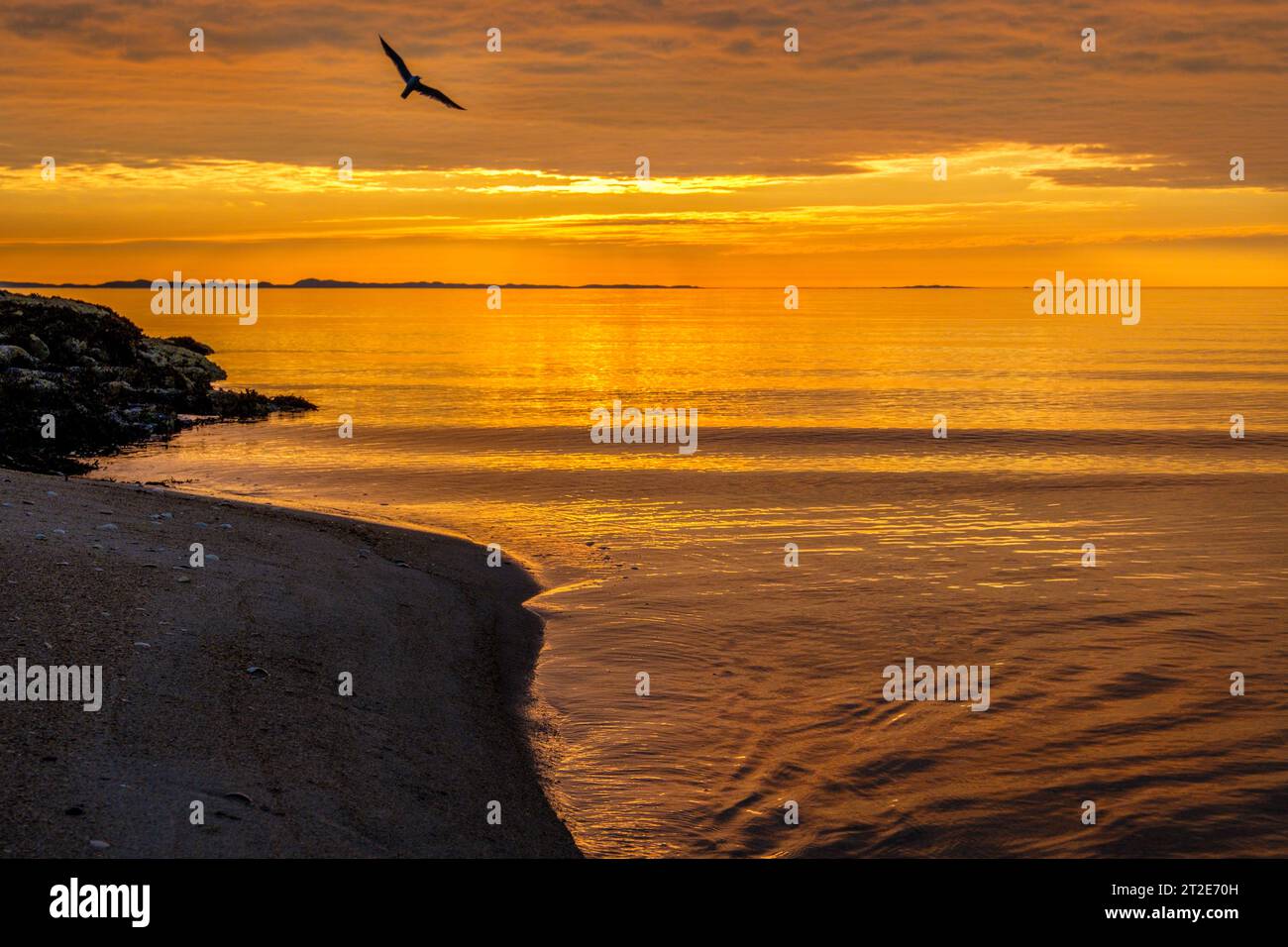 Coucher de soleil sur la mer depuis l'île de Mull, Écosse, Royaume-Uni Banque D'Images