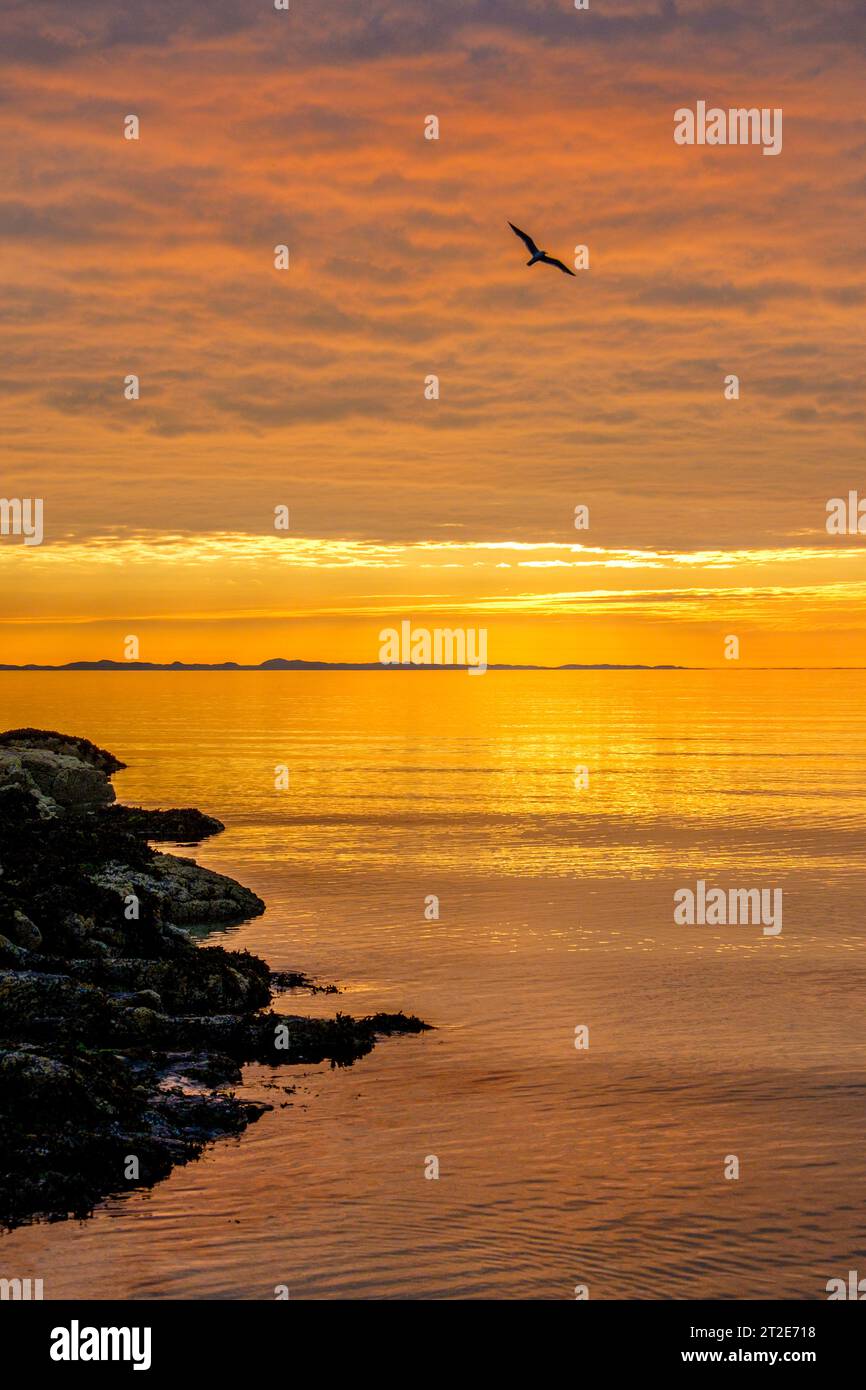 Coucher de soleil sur la mer depuis l'île de Mull, Écosse, Royaume-Uni Banque D'Images