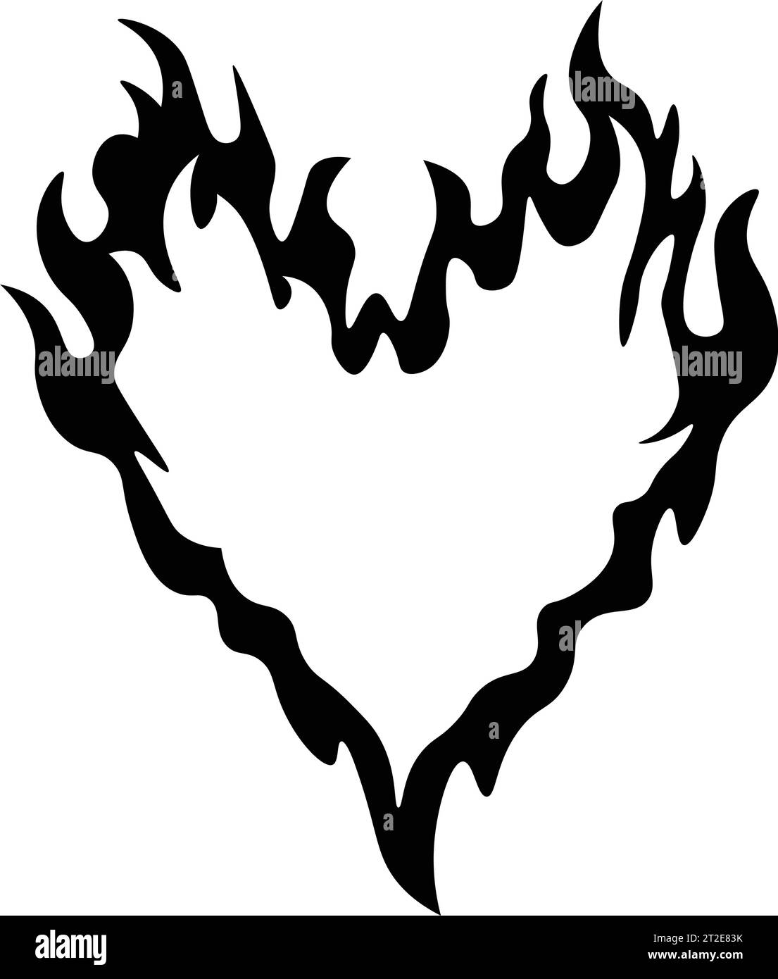 Contour de l'icône cœur brûlant. Silhouette de coeur avec feu, pictogramme d'amour flamboyant. Illustration vectorielle Illustration de Vecteur