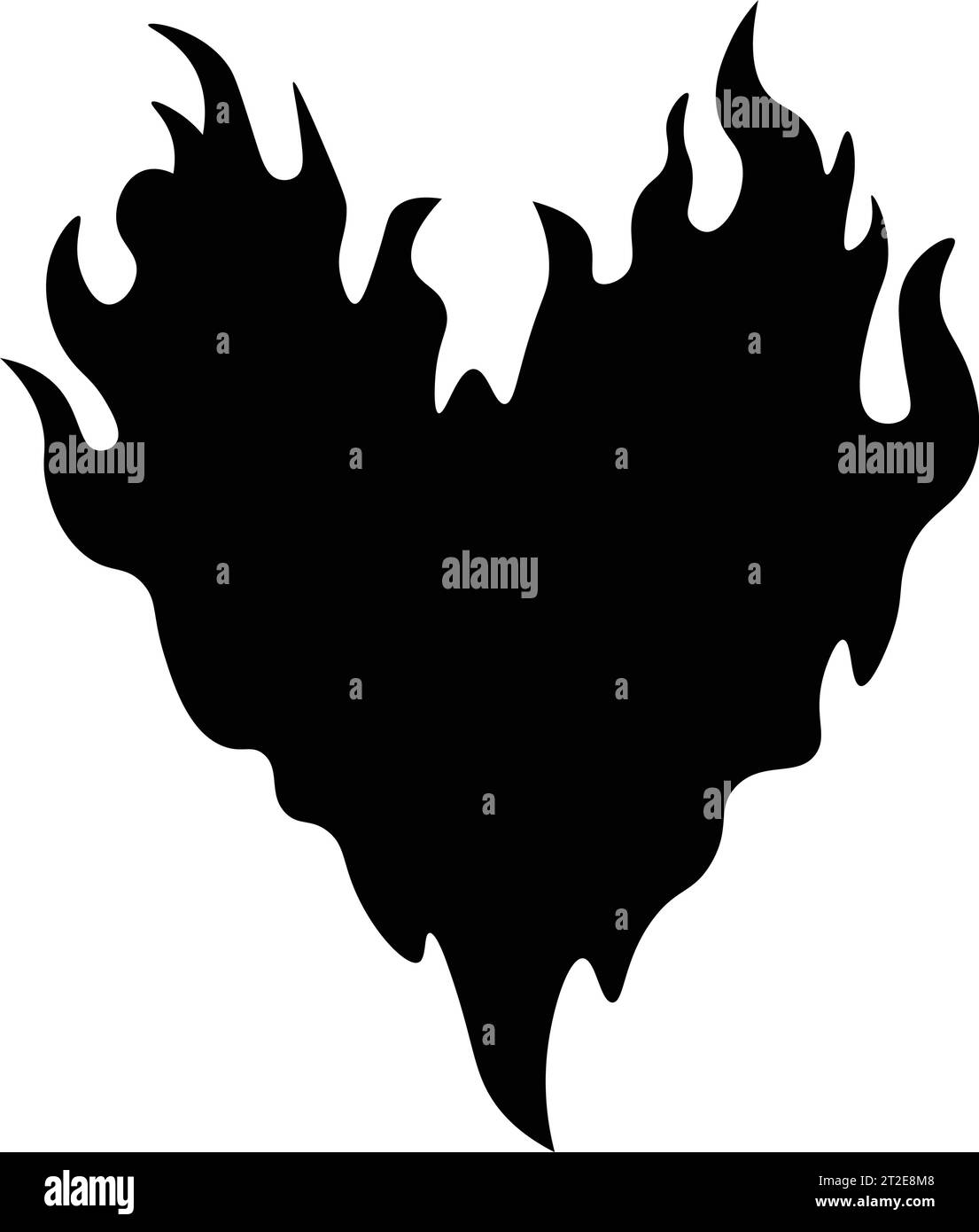 Contour de l'icône cœur brûlant. Silhouette de coeur avec feu, pictogramme d'amour flamboyant. Illustration vectorielle Illustration de Vecteur