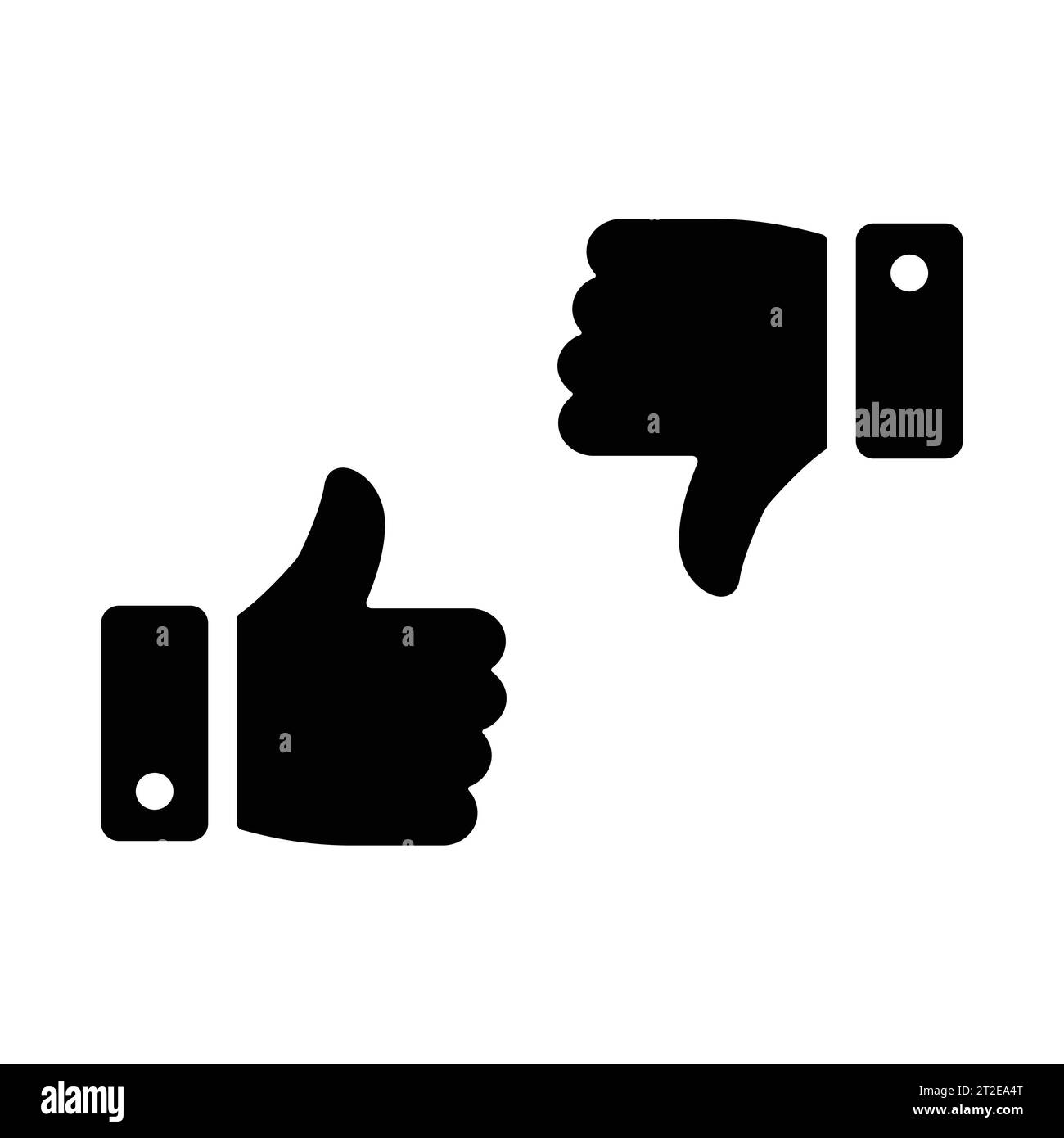 Icône pouces vers le haut et pouces vers le bas. J'aime et n'aime pas le signe de silhouette noire. Pas d'accord avec le symbole. Geste du bras. Isolé sur fond blanc. Vecteur Illustration de Vecteur