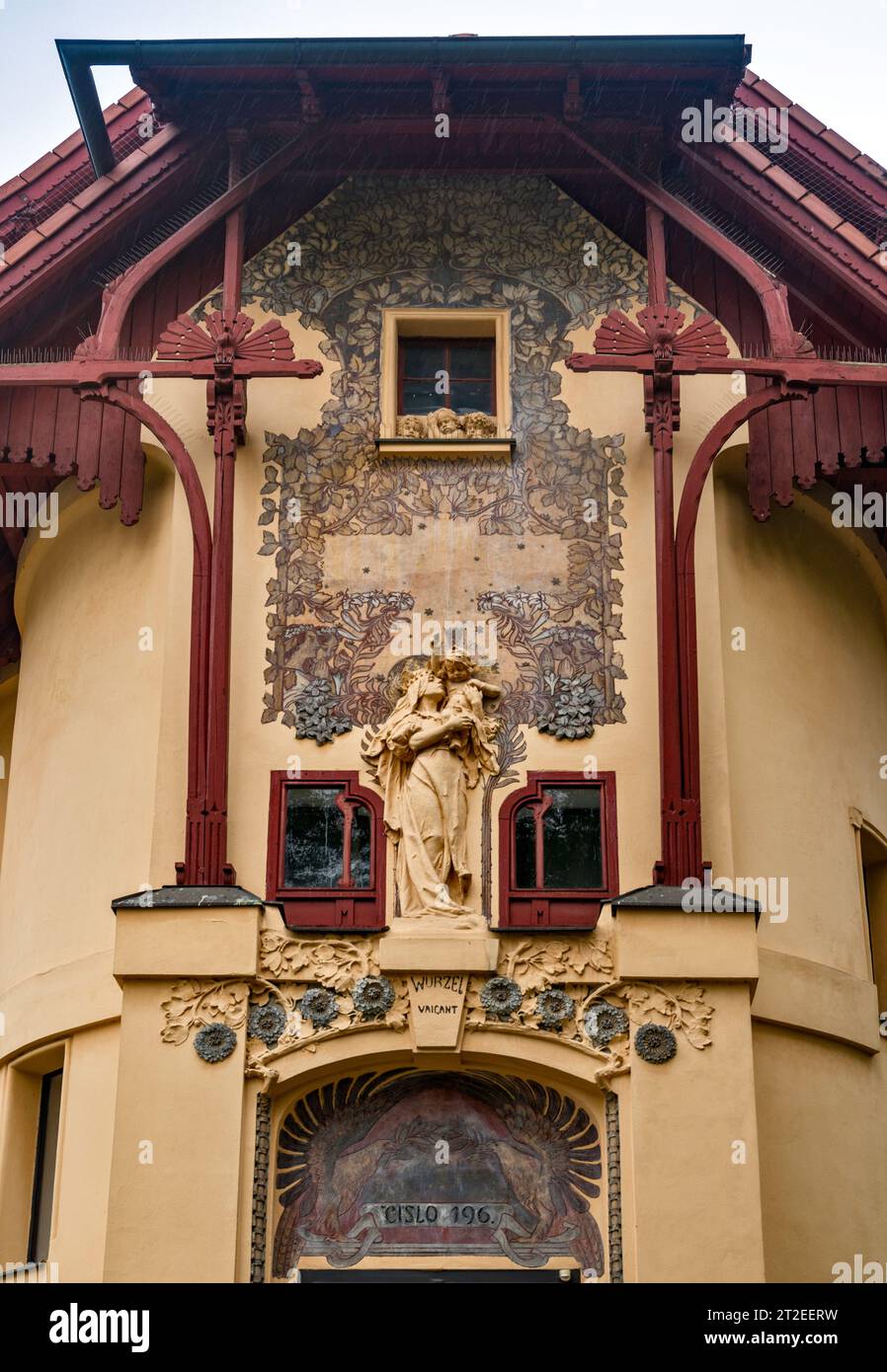 Maison de style Art Nouveau conçue par Karel Masek, 1901, rue Slavickova dans le quartier Bubenec, Prague, République tchèque Banque D'Images