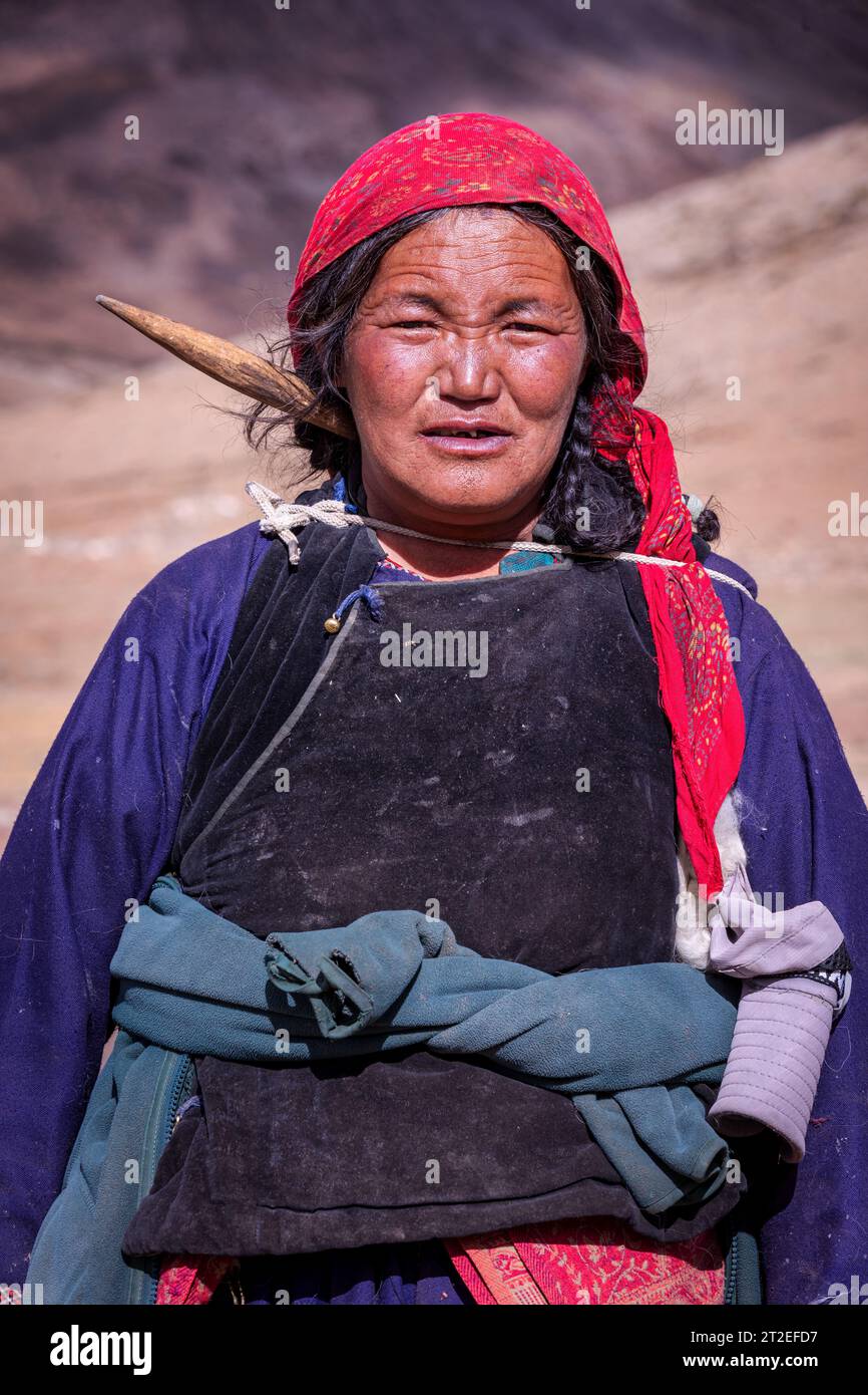 Portrait d'un berger nomade Changpa, Ladakh, Inde Banque D'Images