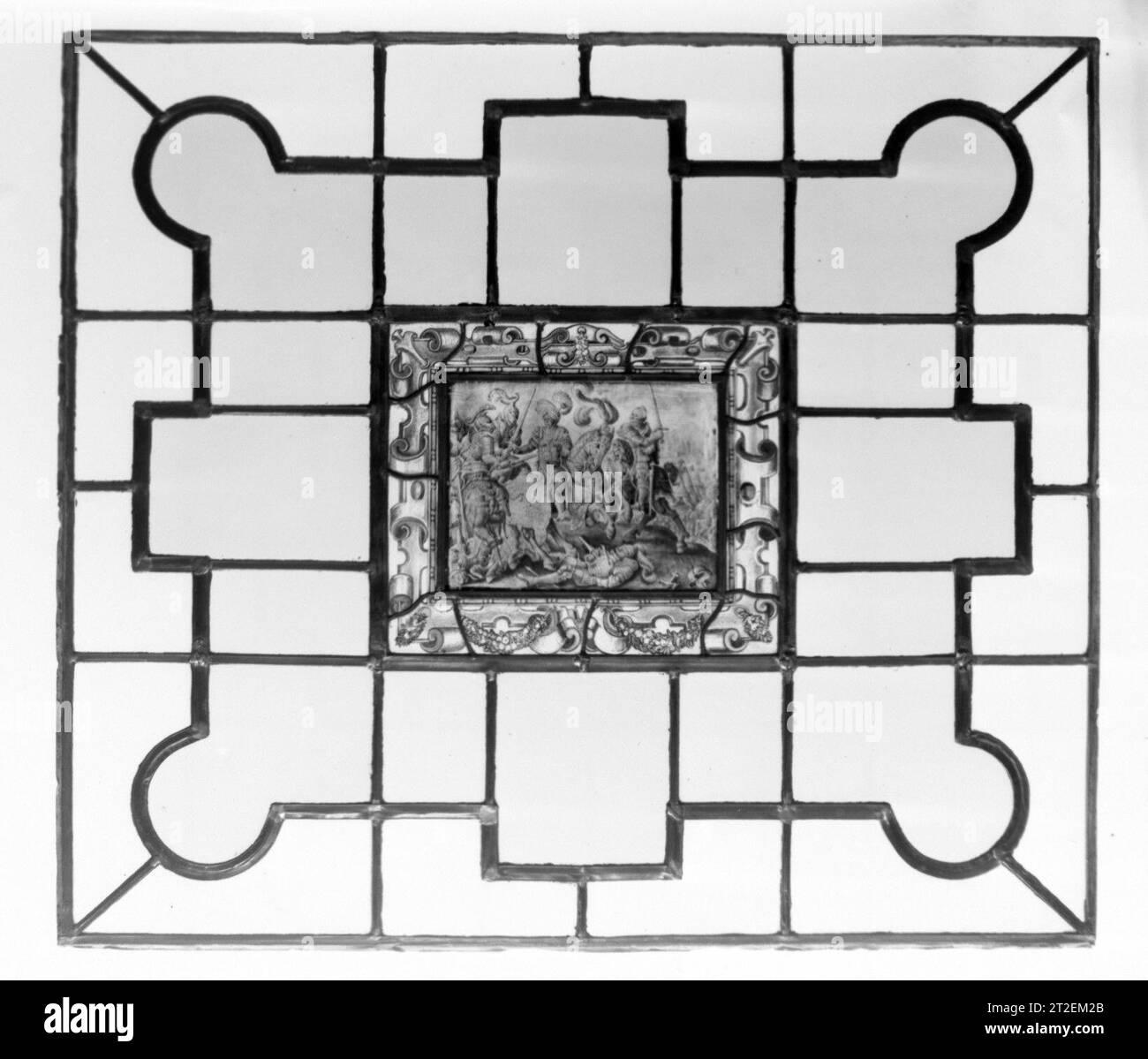 Scène de bataille européenne 19e siècle Voir plus. Scène de bataille. Européen. 19e siècle. Vitrail. Vitré Banque D'Images