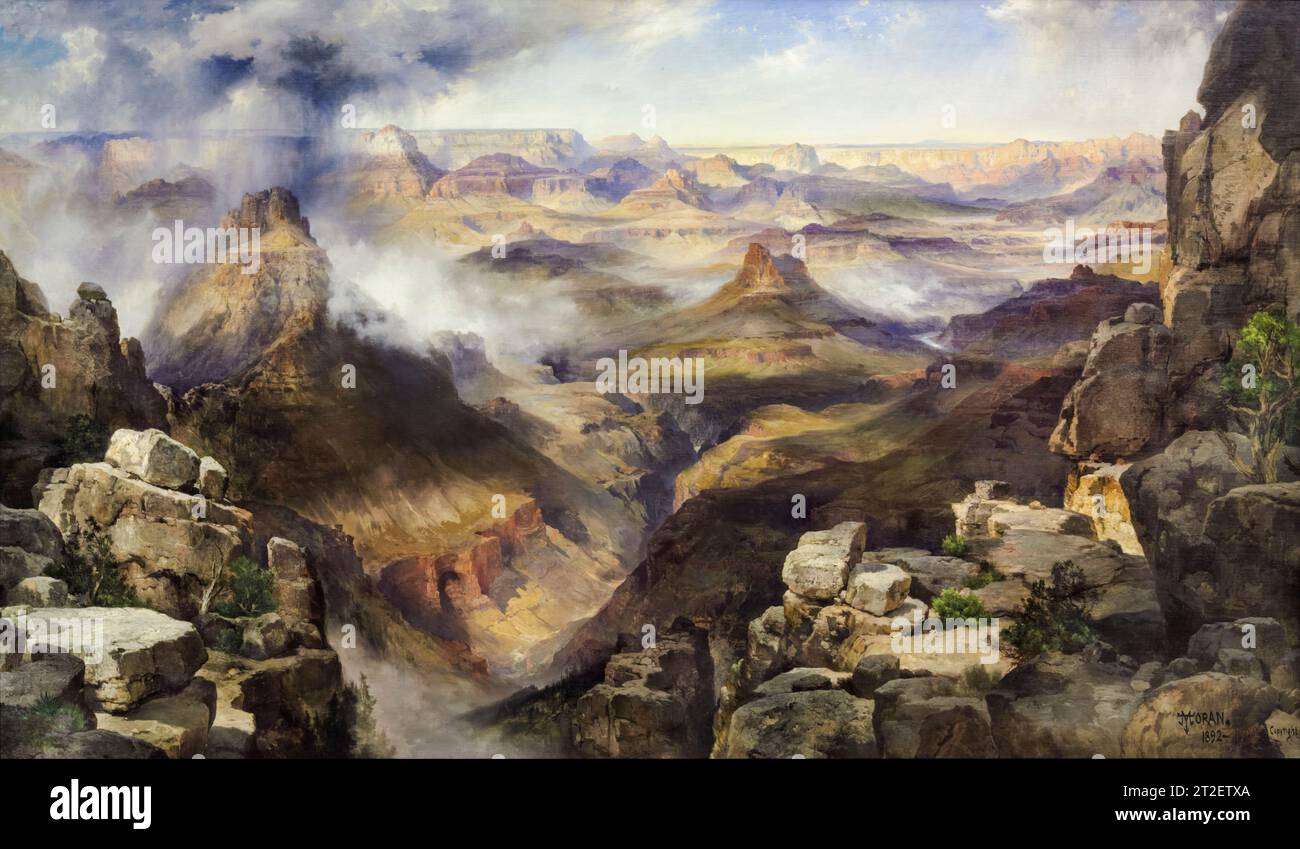 Thomas Moran, Grand Canyon du fleuve Colorado, peinture de paysage à l'huile sur toile, 1892-1908 Banque D'Images