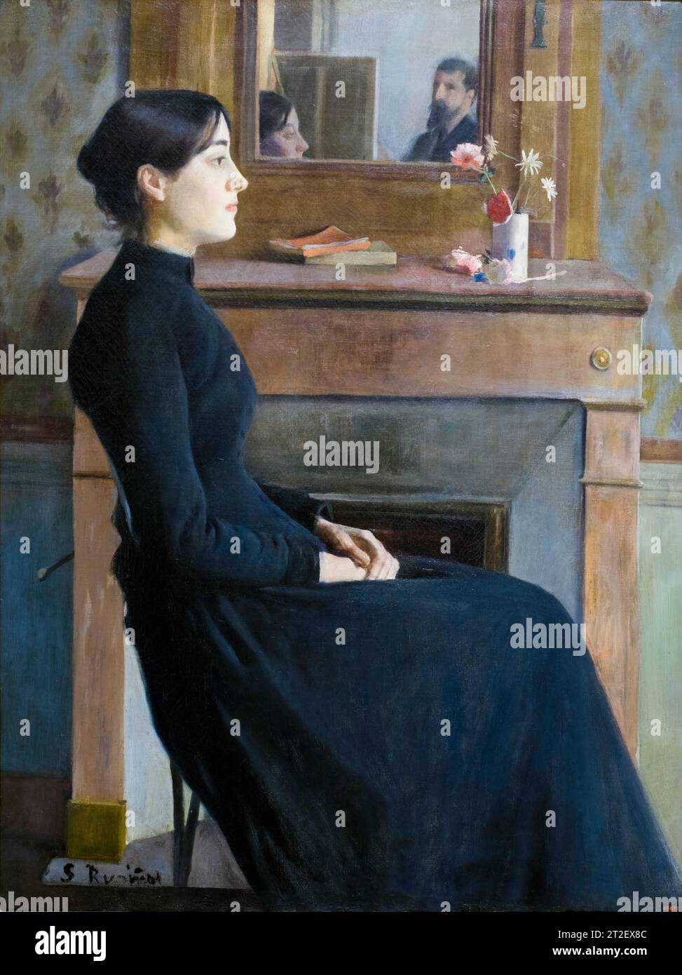 Peinture portrait Santiago Rusinol, Figure féminine, huile sur toile, 1894 Banque D'Images
