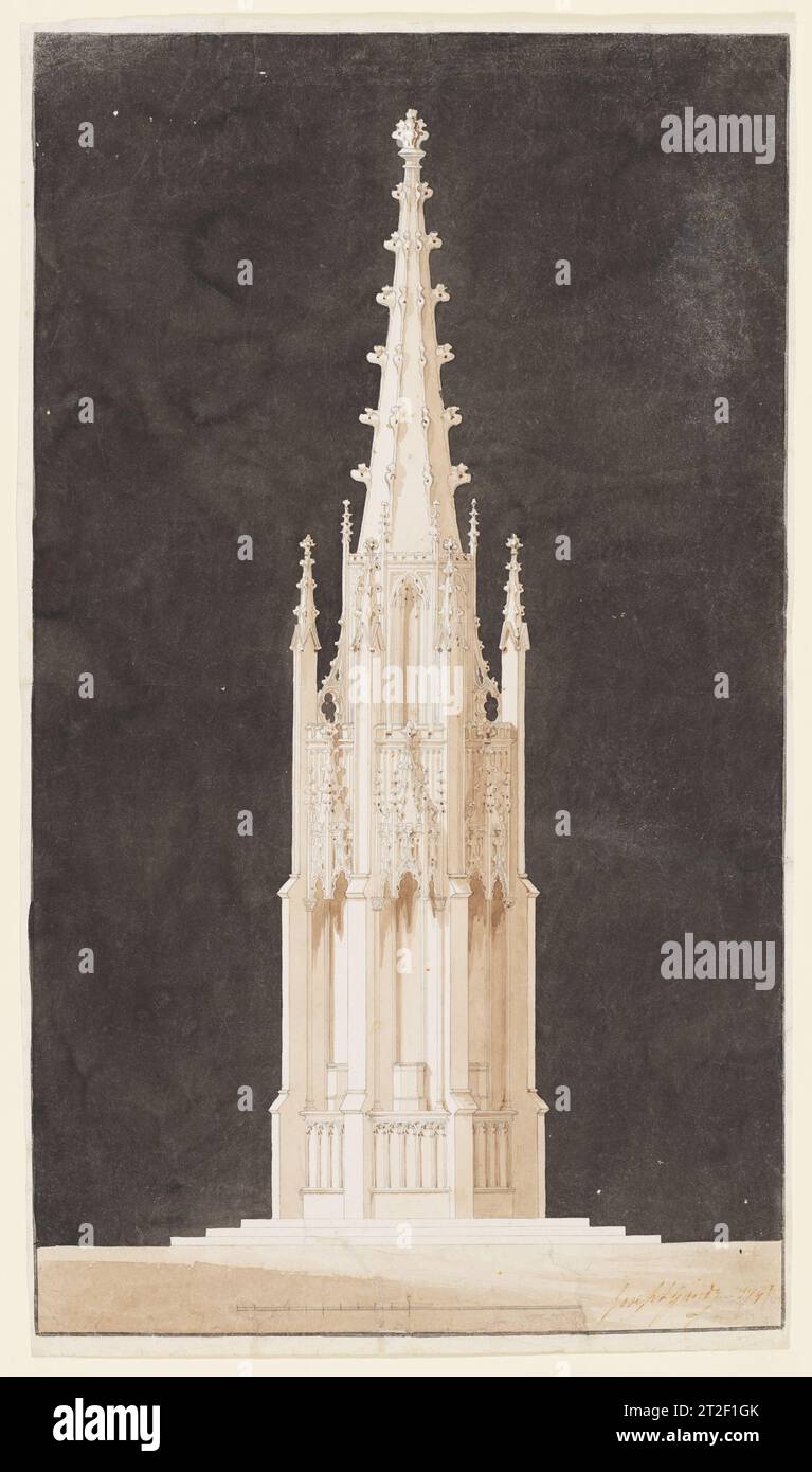 Monument gothique Spired Joseph Michael Gandy britannique 1797 Banque D'Images