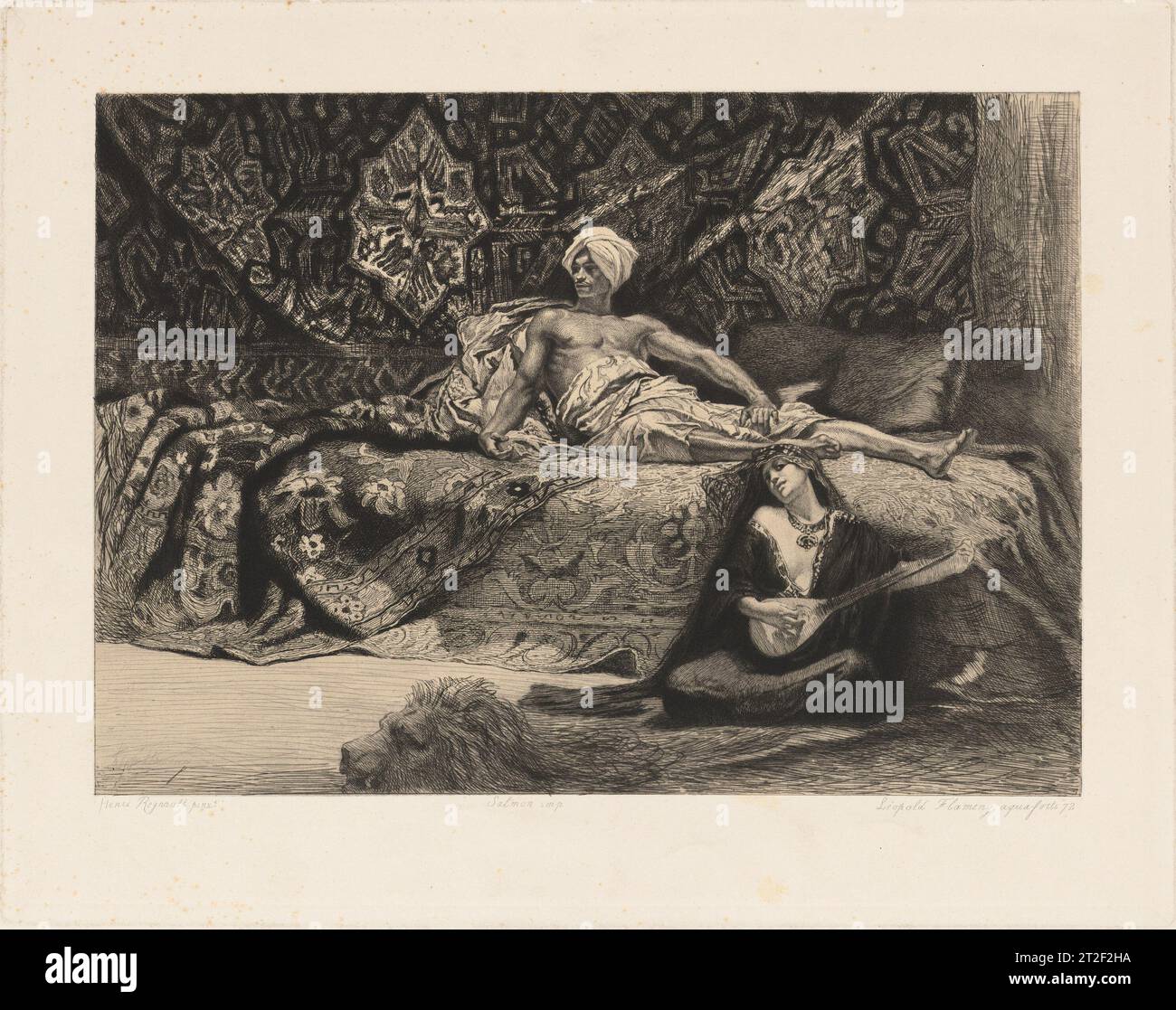 Hassan et Namouna graveur Léopold Flameng français d'après Henri Regnault Imprimeur français Alfred Salmon français 1872 Voir plus. Hassan et Namouna. D'après Henri Regnault (Paris 1843–1871 Buzenval). 1872. Gravure. Léopold Flameng (né en Belgique, Bruxelles 1831–1911 Paris). Impressions Banque D'Images