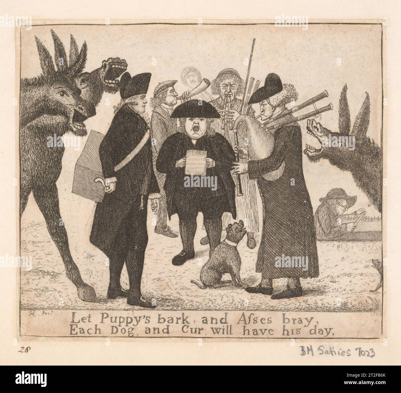 Laissez marionnettes Bark et Asses Bray, chaque chien et cur aura sa journée : Alexander Campbell, John Campbell et Jamie Duff John Kay britannique, écossais 1784 Voir plus. Laissez les marionnettes Bark et Asses Bray, chaque chien et cur aura son jour : Alexander Campbell, John Campbell et Jamie Duff. John Kay (britannique, Dalkeith, Écosse 1742–1826 Édimbourg). 1784. Gravure. Impressions Banque D'Images