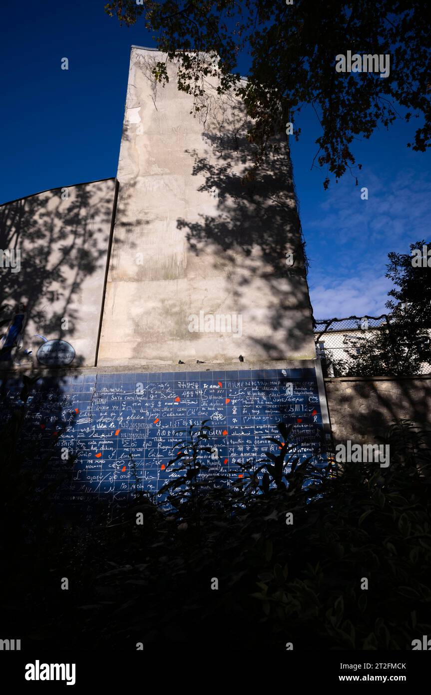 Le mur des je t'aime, aussi Wall of Love Wall, I-love-you Wall, Montmartre, Paris, France Banque D'Images