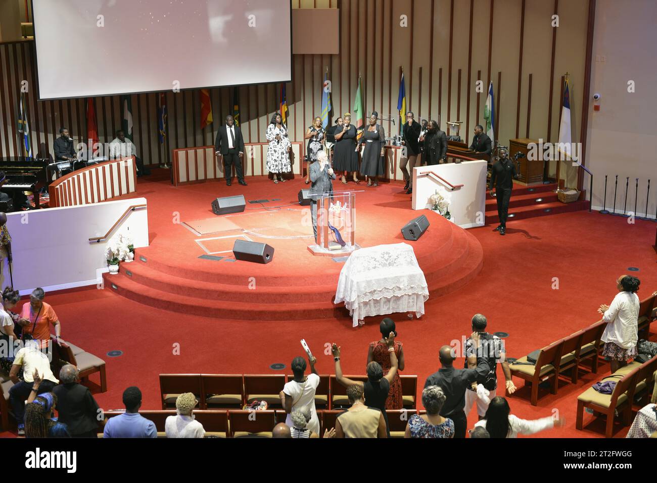 Messe du dimanche matin à l'église baptiste abyssinienne de Harlem, dans le centre de New York Banque D'Images