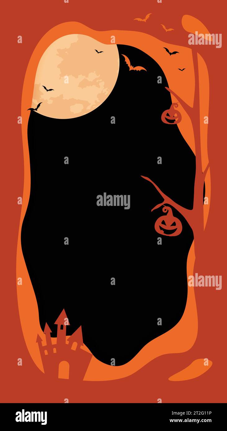 Vertical orange Halloween Holiday social media Story AR filtre arrière-plan de post-modèle Illustration de Vecteur