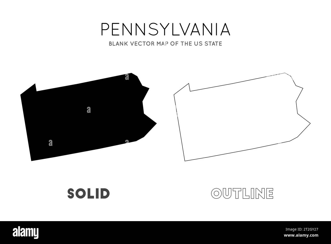 Carte de Pennsylvanie. Carte vectorielle vierge de l'État américain. Borders of Pennsylvania pour votre infographie. Illustration vectorielle. Illustration de Vecteur