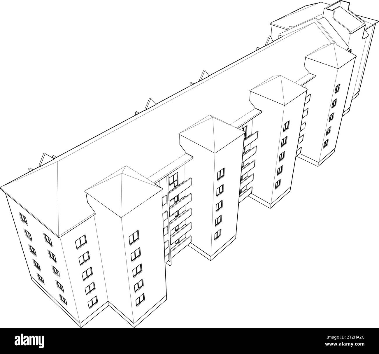 Vecteur de bâtiment résidentiel. Illustration isolée sur fond blanc. Une illustration vectorielle d'Un immeuble Multi Apartment moderne. Illustration de Vecteur