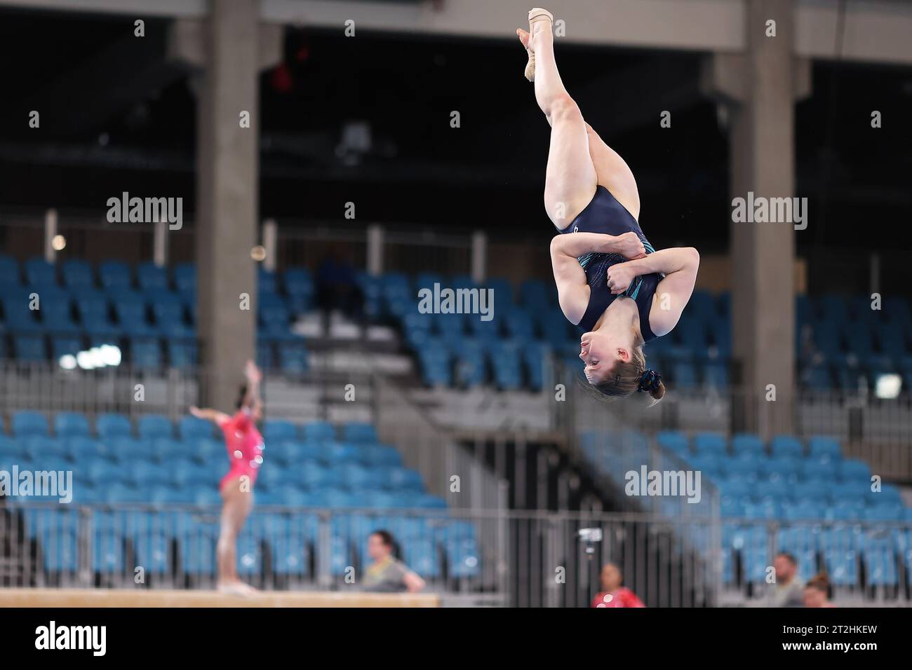 Santiago, Chili. 19 octobre 2023. Sydney Turner, du Canada, pendant la séance d'entraînement en gymnastique artistique des Jeux panaméricains de Santiago 2023, au National Stadium Sports Park, à Santiago, le 19 octobre. Photo : Heuler Andrey/DiaEsportivo/Alamy Live News crédit : DiaEsportivo/Alamy Live News Banque D'Images