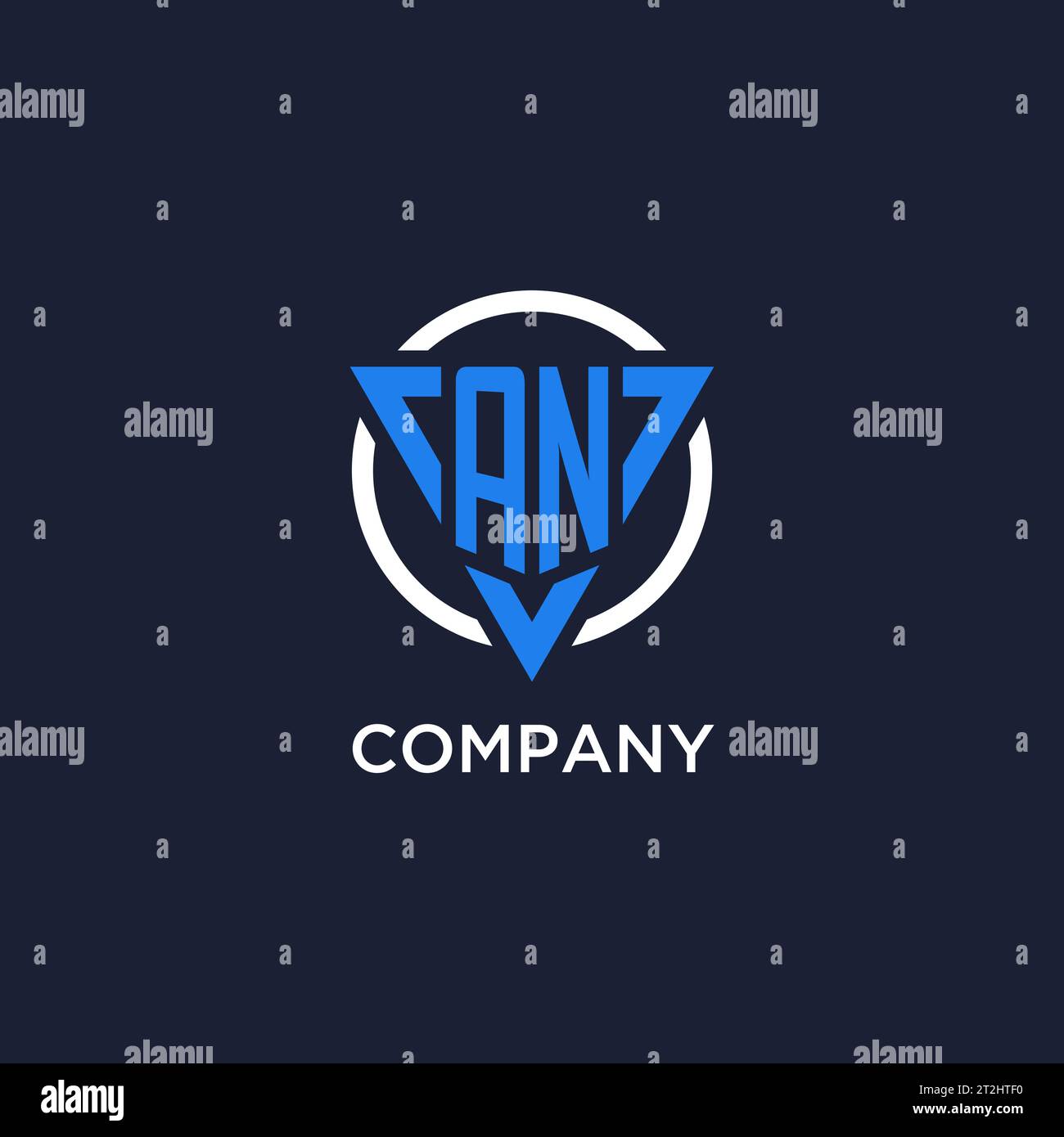 UN logo monogramme avec forme de triangle et vecteur de conception de cercle Illustration de Vecteur