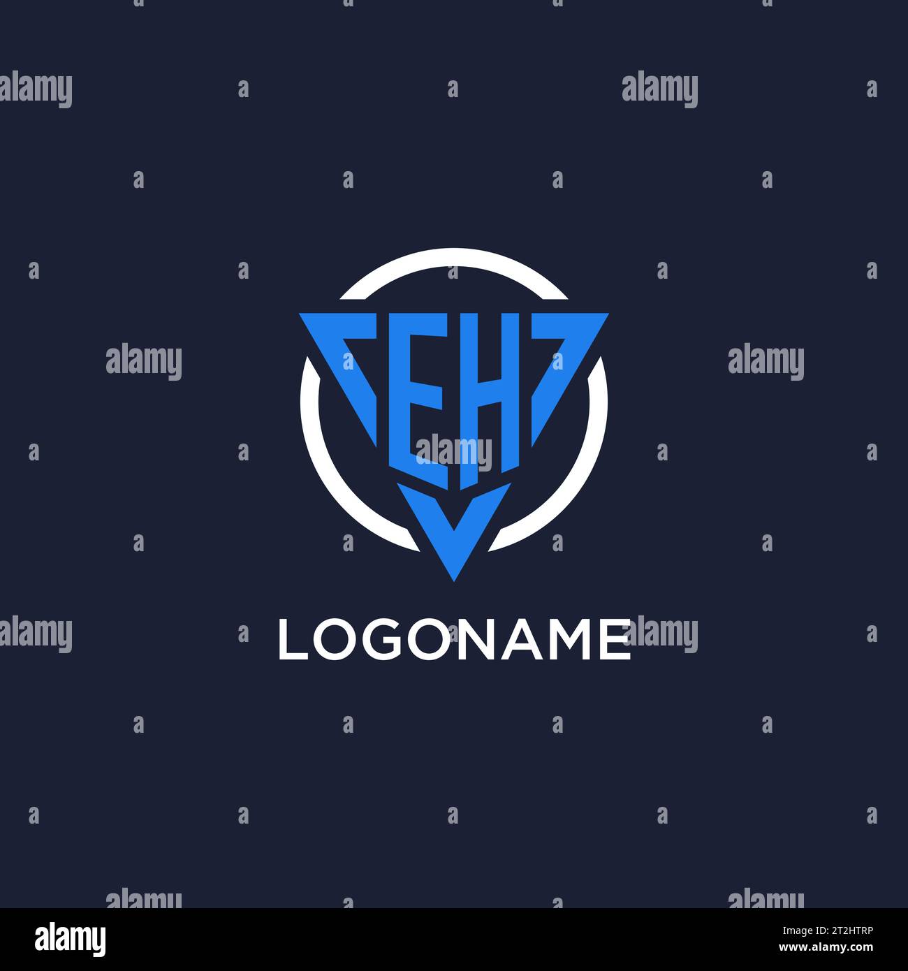 Eh logo monogramme avec forme de triangle et vecteur de conception de cercle Illustration de Vecteur