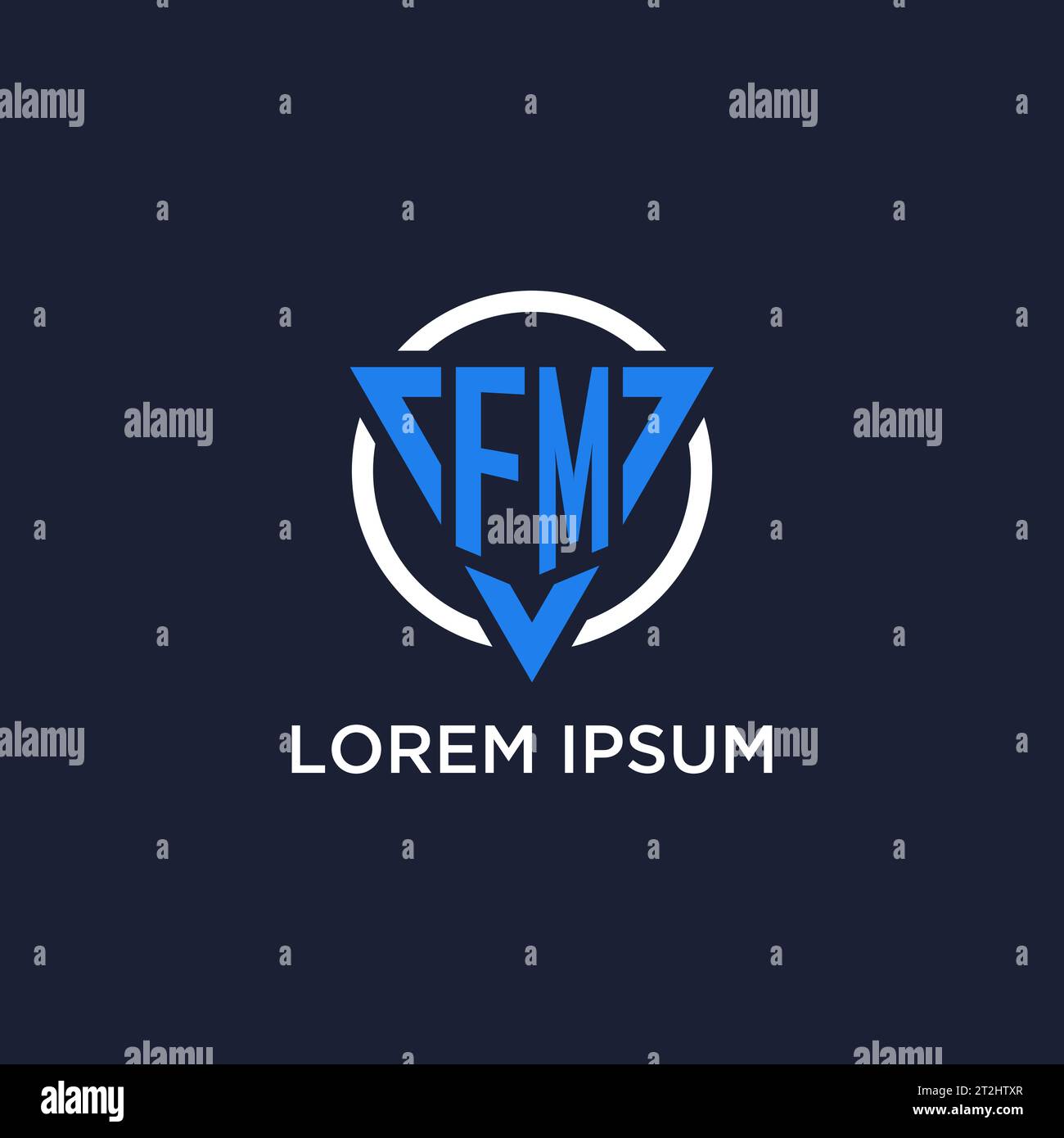 Logo monogramme FM avec forme de triangle et vecteur de conception de cercle Illustration de Vecteur