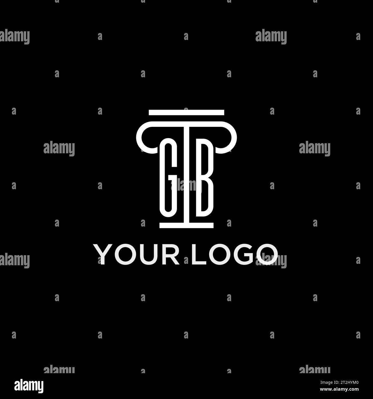 Logo initial de monogramme GB avec conception d'icône de forme de pilier, style de logo de cabinet d'avocats de luxe et élégant Illustration de Vecteur