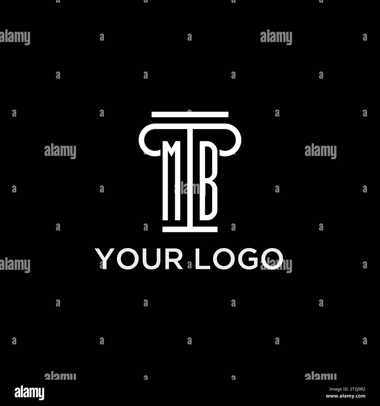 Logo initial de monogramme MB avec conception d'icône de forme de pilier, style de logo de cabinet d'avocats de luxe et élégant Illustration de Vecteur
