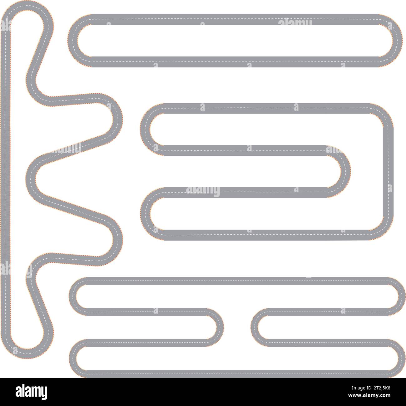 Piste de course quatre modèles isolés avec vue de dessus circuit de moteur forme continue images vectorielles plates Illustration de Vecteur