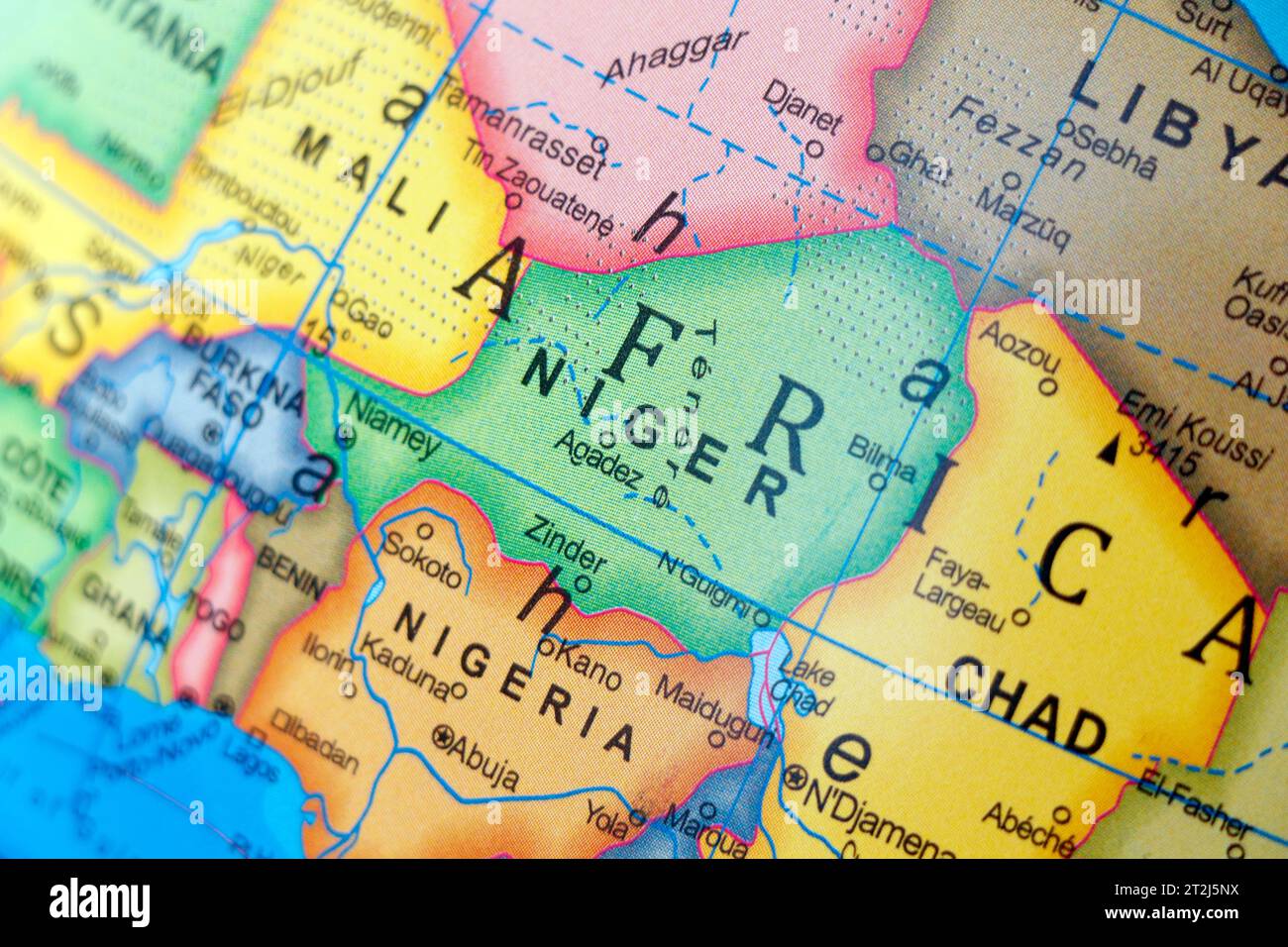 carte du monde de l'afrique avec un point de vue rapproché au niger et au tchad nigeria Banque D'Images carte du monde de l'afrique avec un point de vue rapproché au niger et au tchad nigeria Banque D'Images