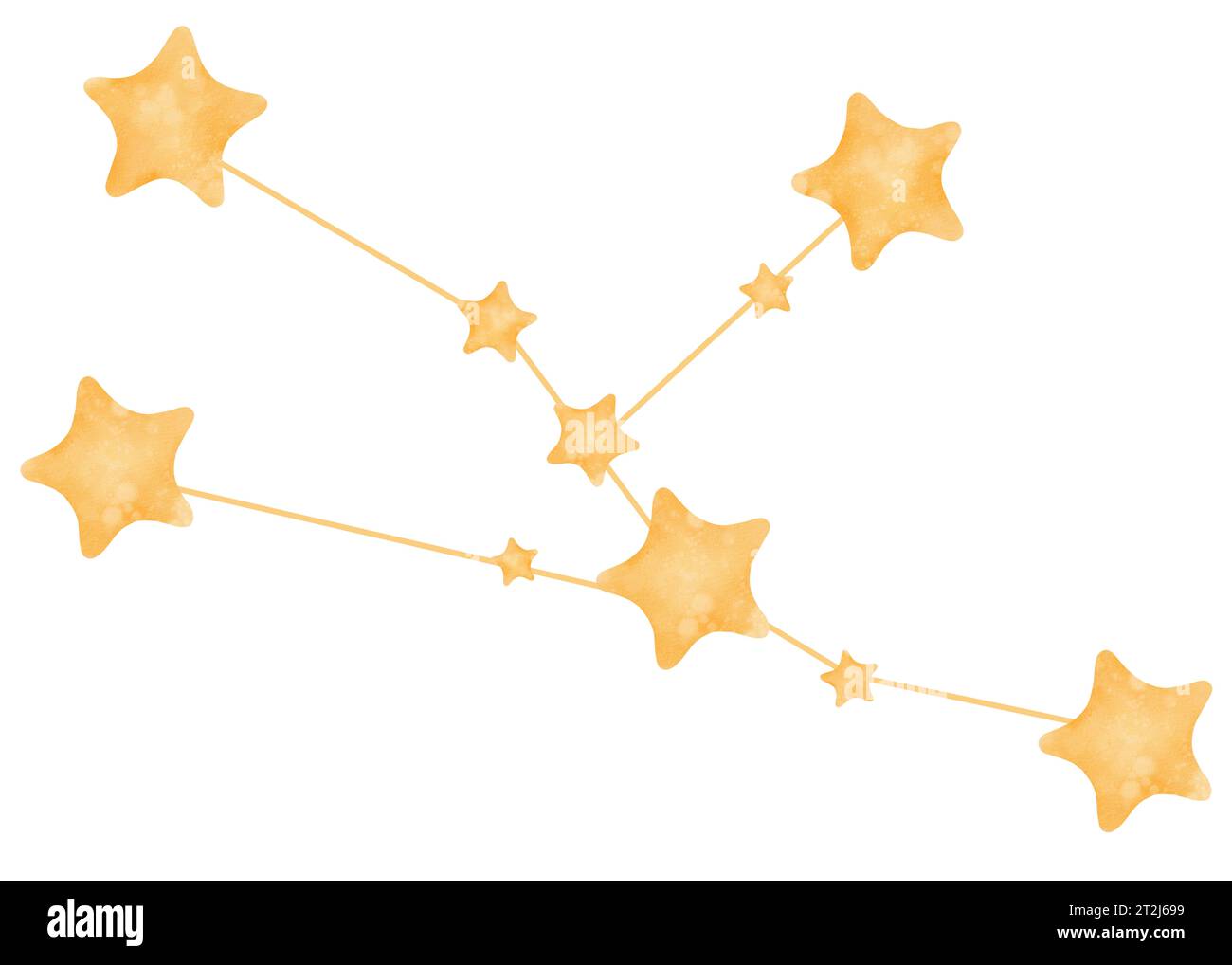 Aquarelle Illustration isolée de la Constellation du Taureau, un signe du zodiaque. Les étoiles lumineuses et lumineuses dans le ciel sont une Constellation pour l'astronomie. pour Banque D'Images