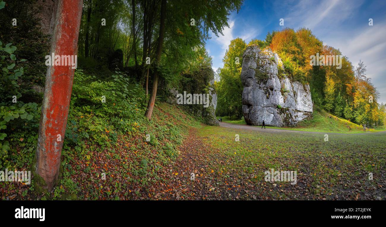 Formation rocheuse de la porte de Cracovie dans le parc national d'Ojcow, Pologne Banque D'Images