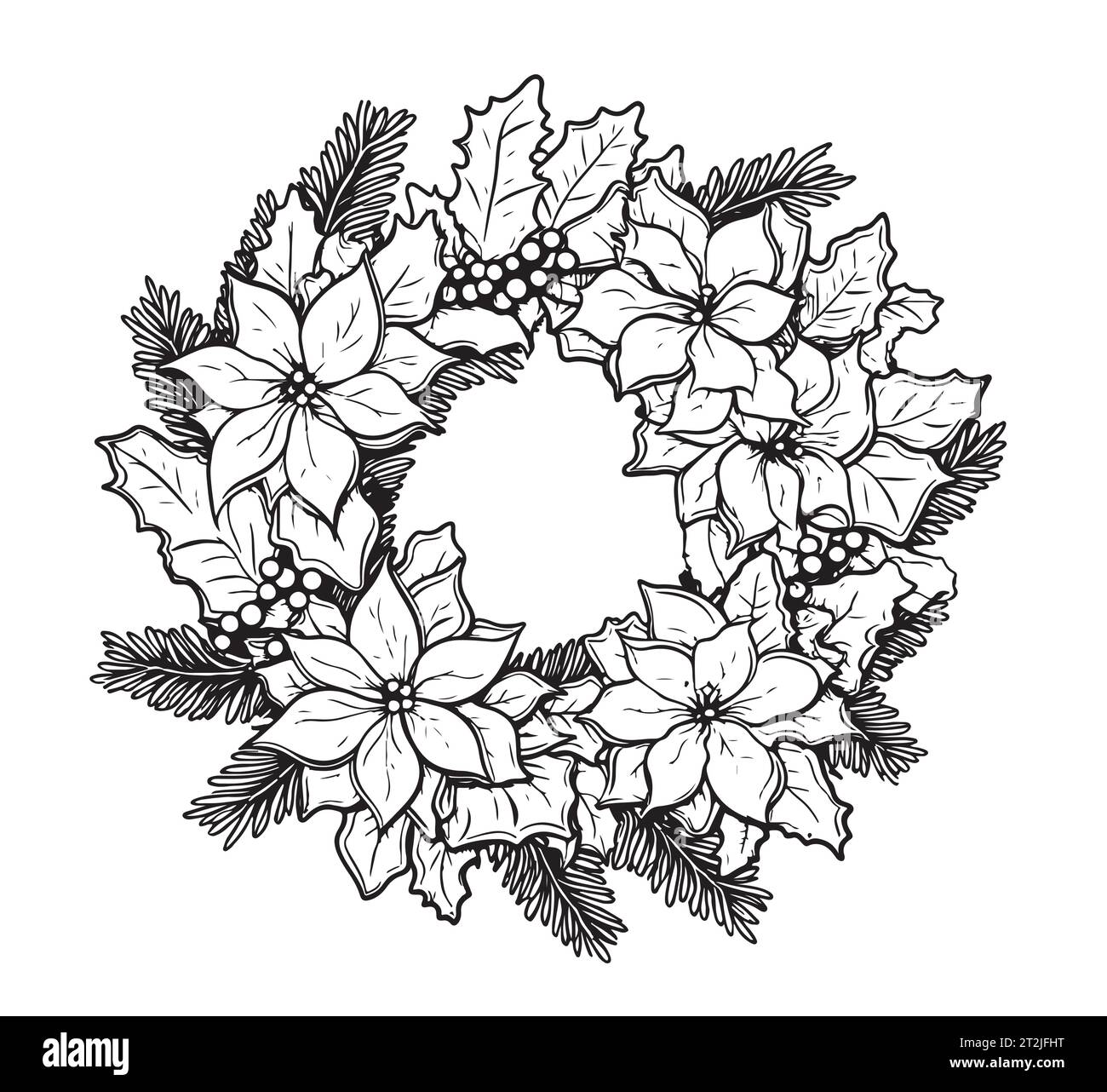 Décoration de couronne de Noël esquisse Vector dessin à la main Noël Illustration de Vecteur Décoration de couronne de Noël esquisse Vector dessin à la main Noël Illustration de Vecteur
