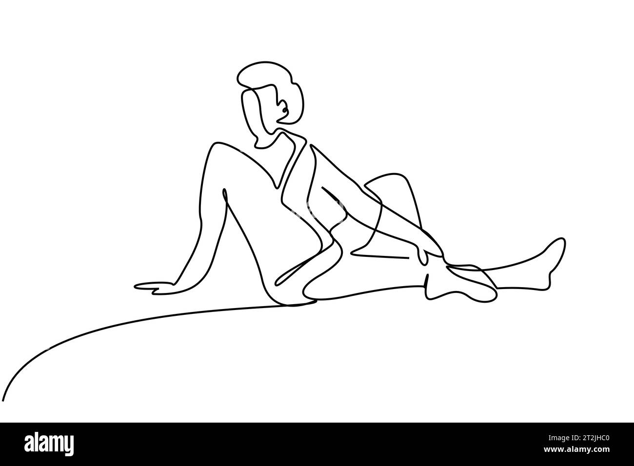 une jeune femme s'adapte à l'équilibre flexible pilates ligne de style de vie santé art Illustration de Vecteur