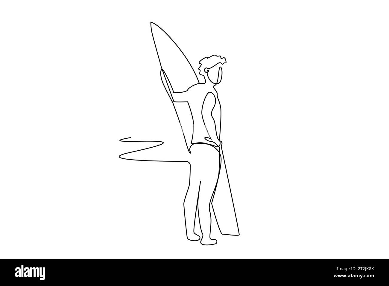jeune garçon surf planche de surf nautique sport lifestyle line art Illustration de Vecteur