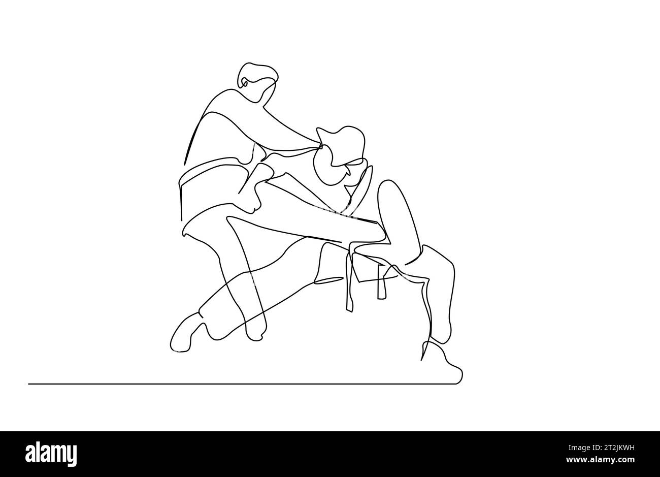 deux personnes de combat rapproché karaté taekwondo aikido combat pratique de la ligne de sport art Illustration de Vecteur