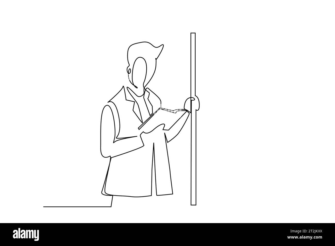 homme lisant un livre à l'intérieur du train métro bus debout de la ligne de vie de la ville art Illustration de Vecteur