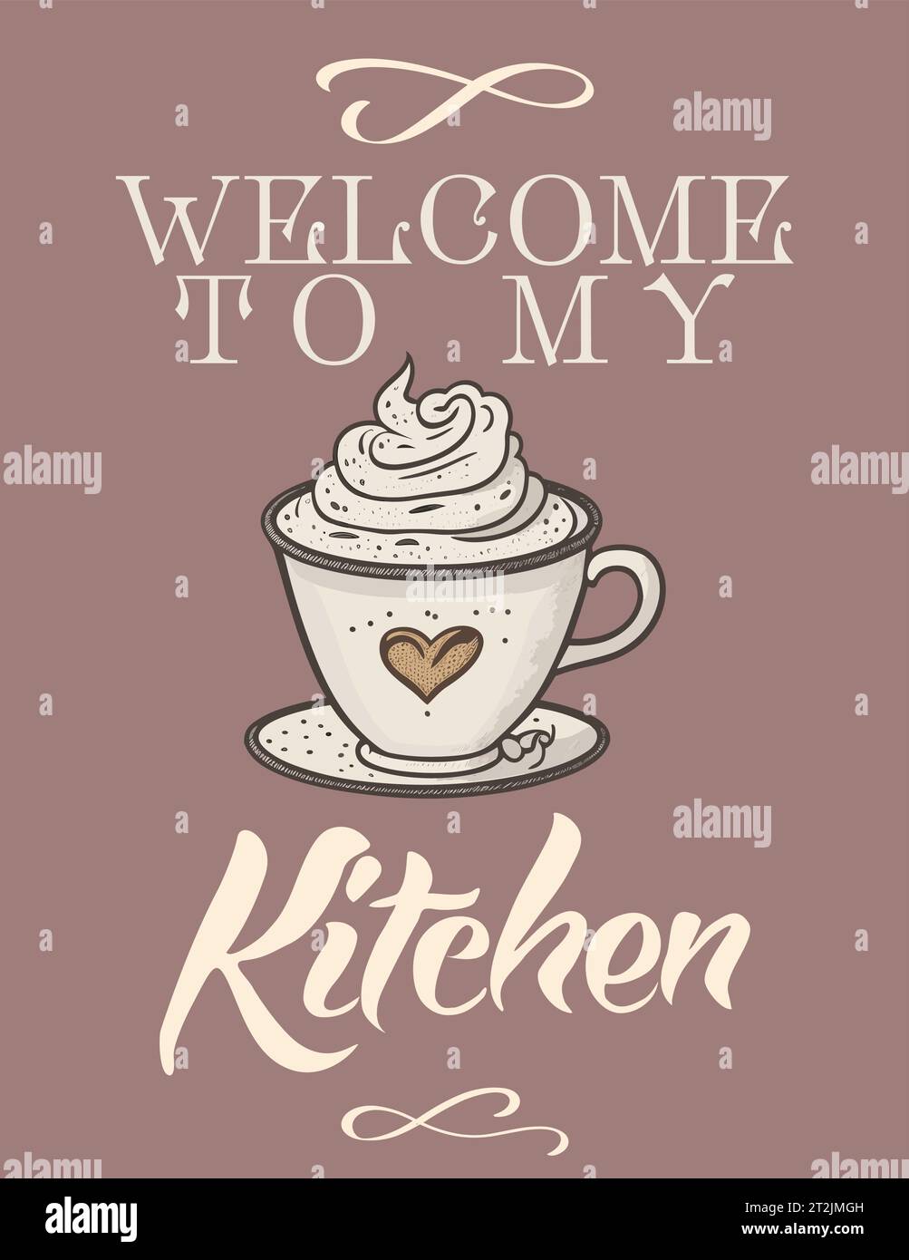 Bienvenue dans ma cuisine rétro poster art vectoriel Illustration de Vecteur