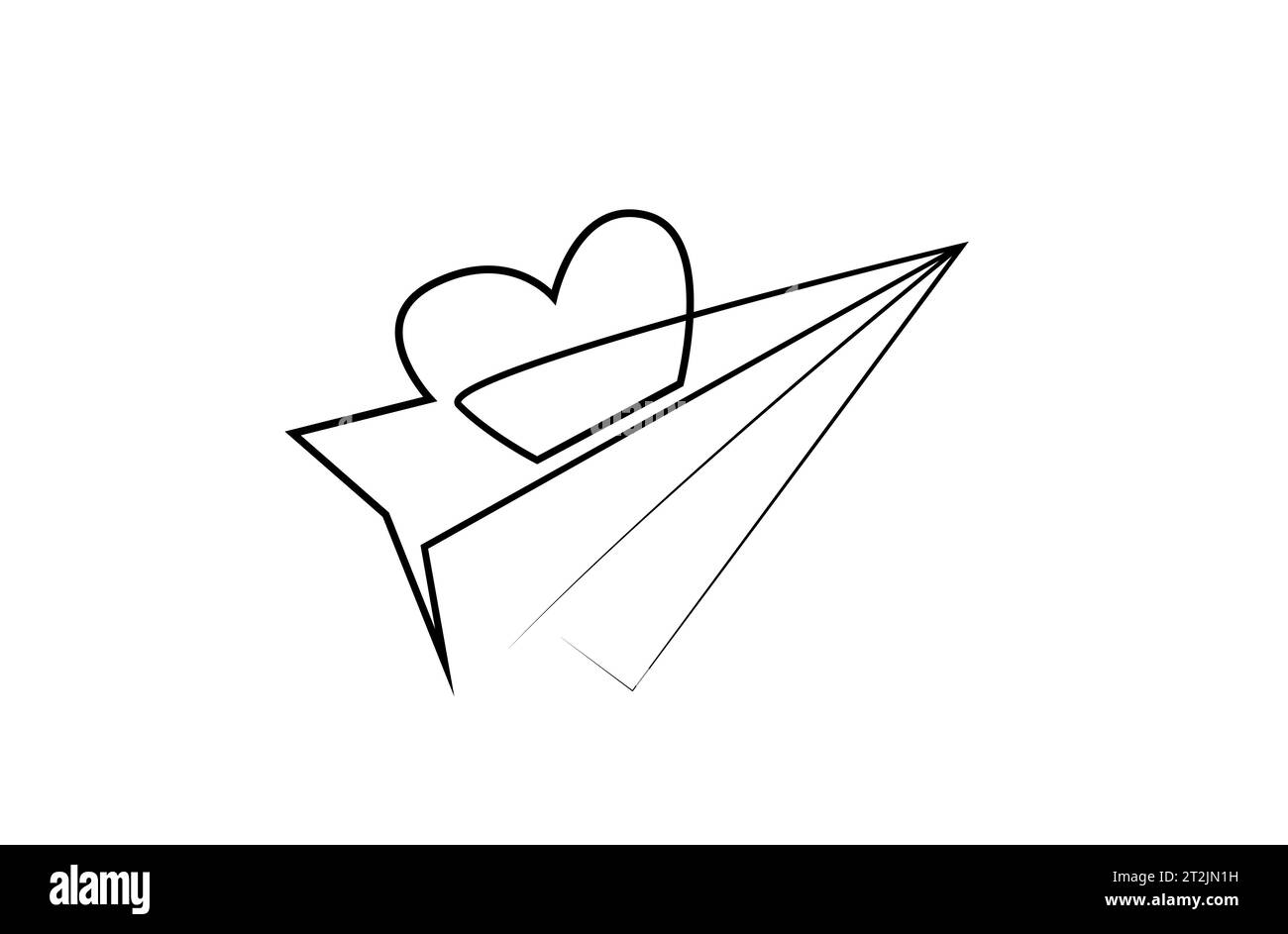 icône de coeur dans l'avion de papier envoyer l'art de ligne de message d'amour Illustration de Vecteur