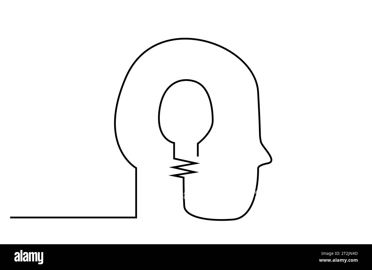 lampe de cerveau de tête masculine trouver la nouvelle idée simple art de ligne Illustration de Vecteur