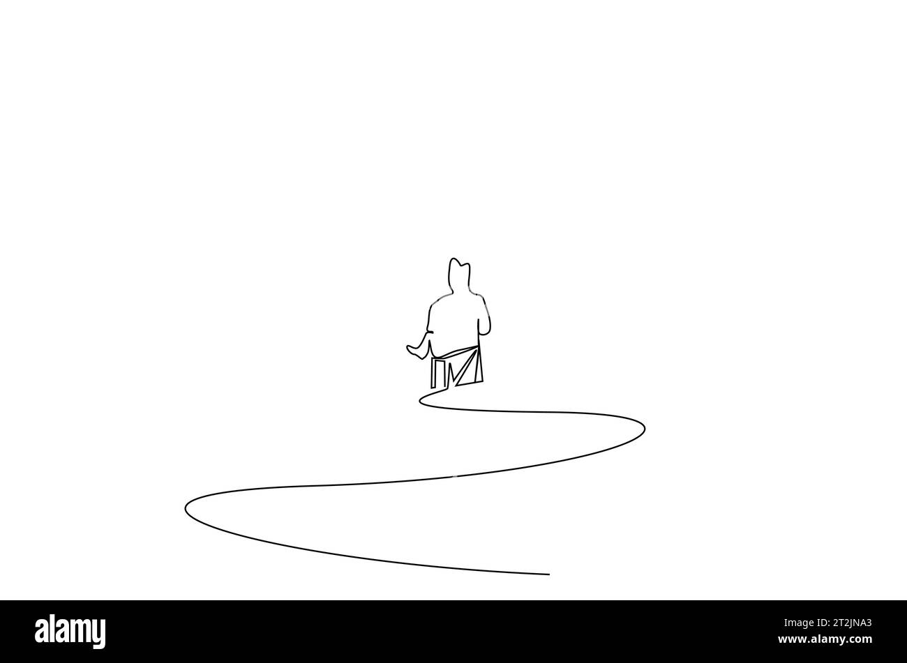 personne calme chaise de camping humaine nature moment heureux regardant loin assis face à la vie style de vie conception d'art de ligne Illustration de Vecteur